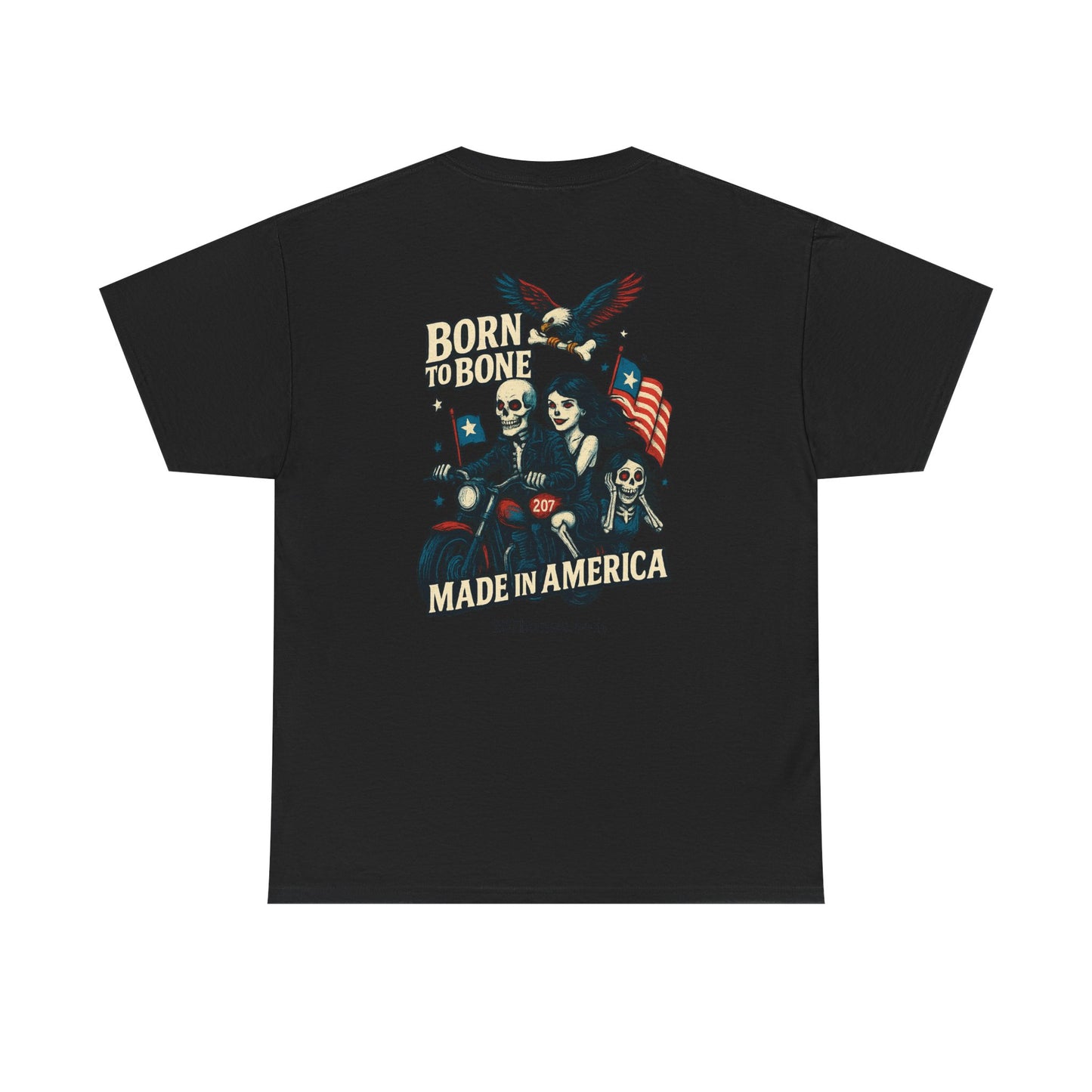 Patriotic Graphic Tee - Born to Bone, Unisex Heavy Cotton T-Shirt, Perfect for BBQs, Independence Day, and Casual Outings