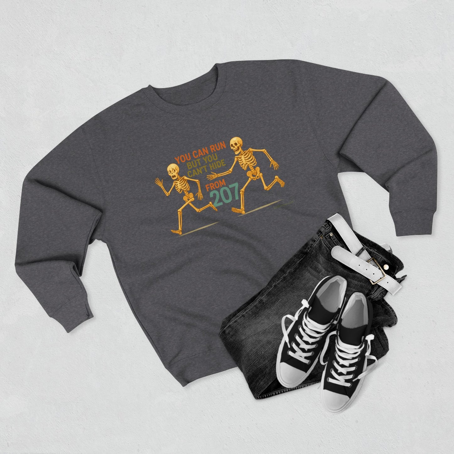 Funny Skeleton Sweatshirt, Halloween Apparel, Unisex Crewneck, Gift for Fans, Humor Clothing, Spooky Season Gear