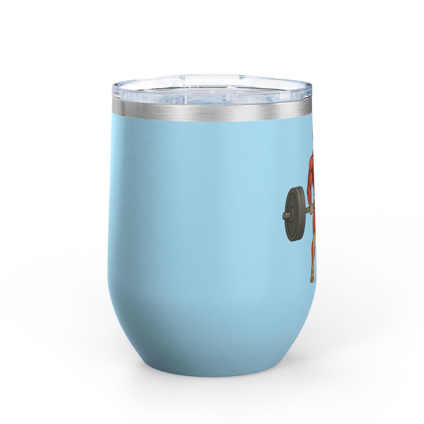 Skeleton Weightlifting Wine Tumbler, 12oz - Gym Lover, Fitness Gift, Unique Insulated Drinkware, Workout Buddy, Skeleton Design