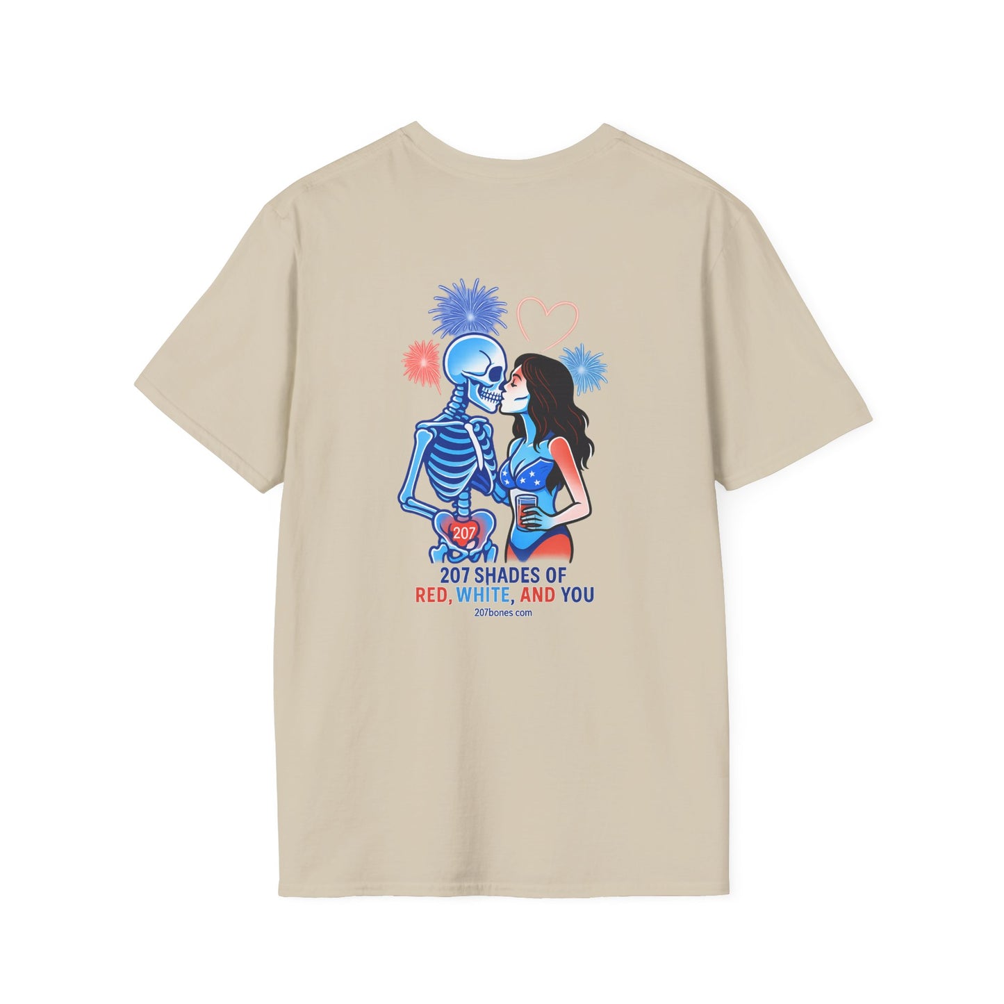Romantic Unisex T-Shirt with Skeleton and Lips Design, Fun Couples Tee, Date Night Outfit, Halloween Costume, Unique Gift