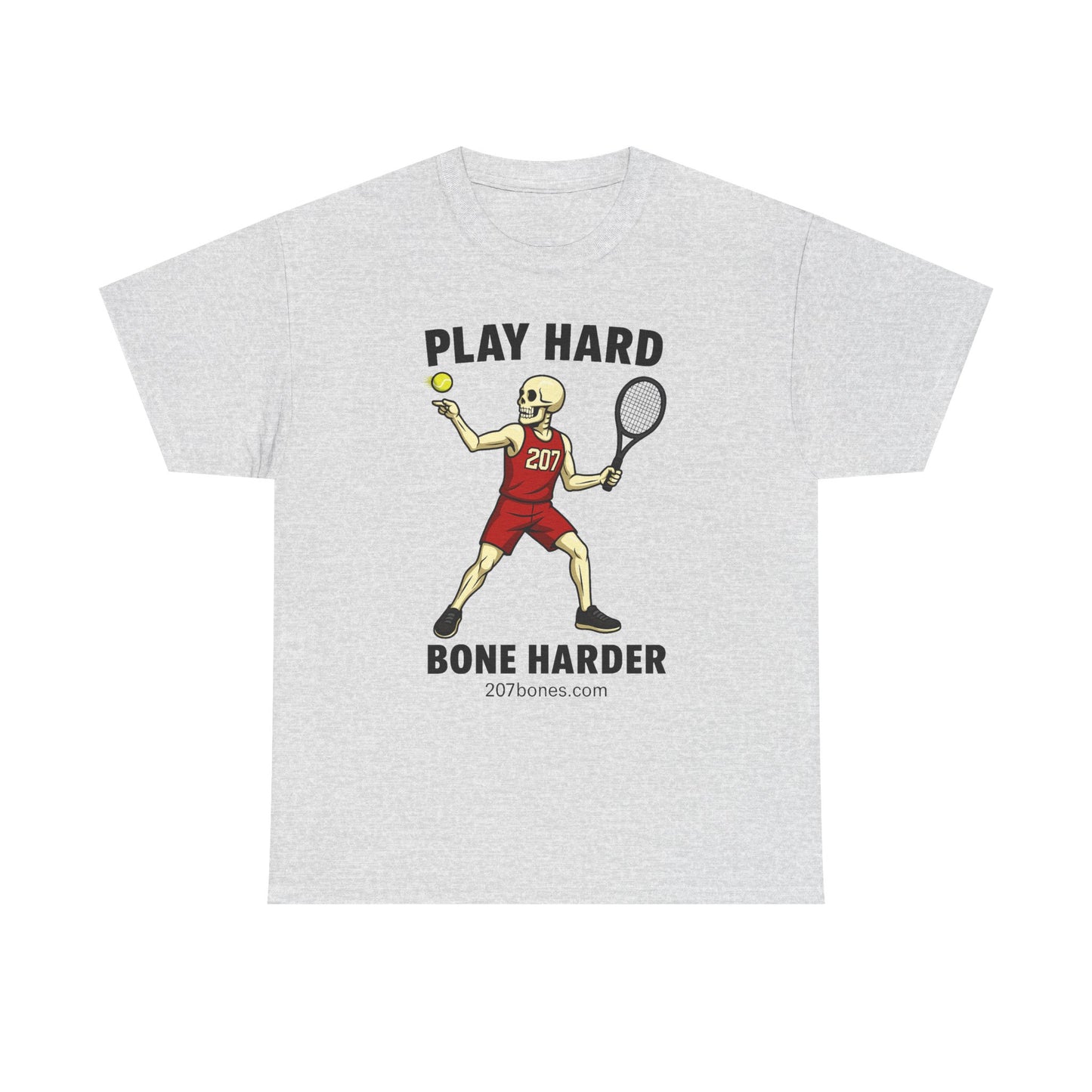 Play Hard Bone Harder Unisex Heavy Cotton Tee, Funny Sports Tee, Playful Gift for Athletes, Summer Casual Wear, Unique Workout Shirt