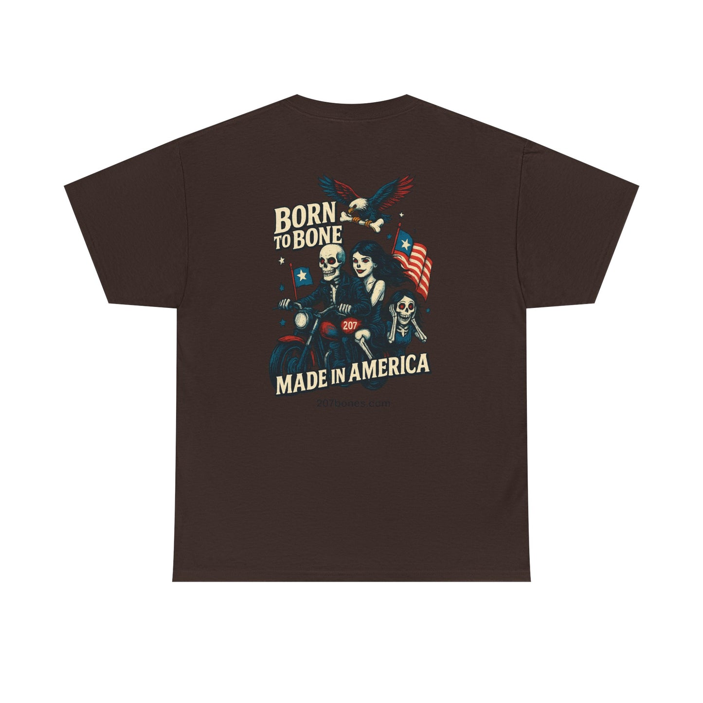 Patriotic Graphic Tee - Born to Bone, Unisex Heavy Cotton T-Shirt, Perfect for BBQs, Independence Day, and Casual Outings