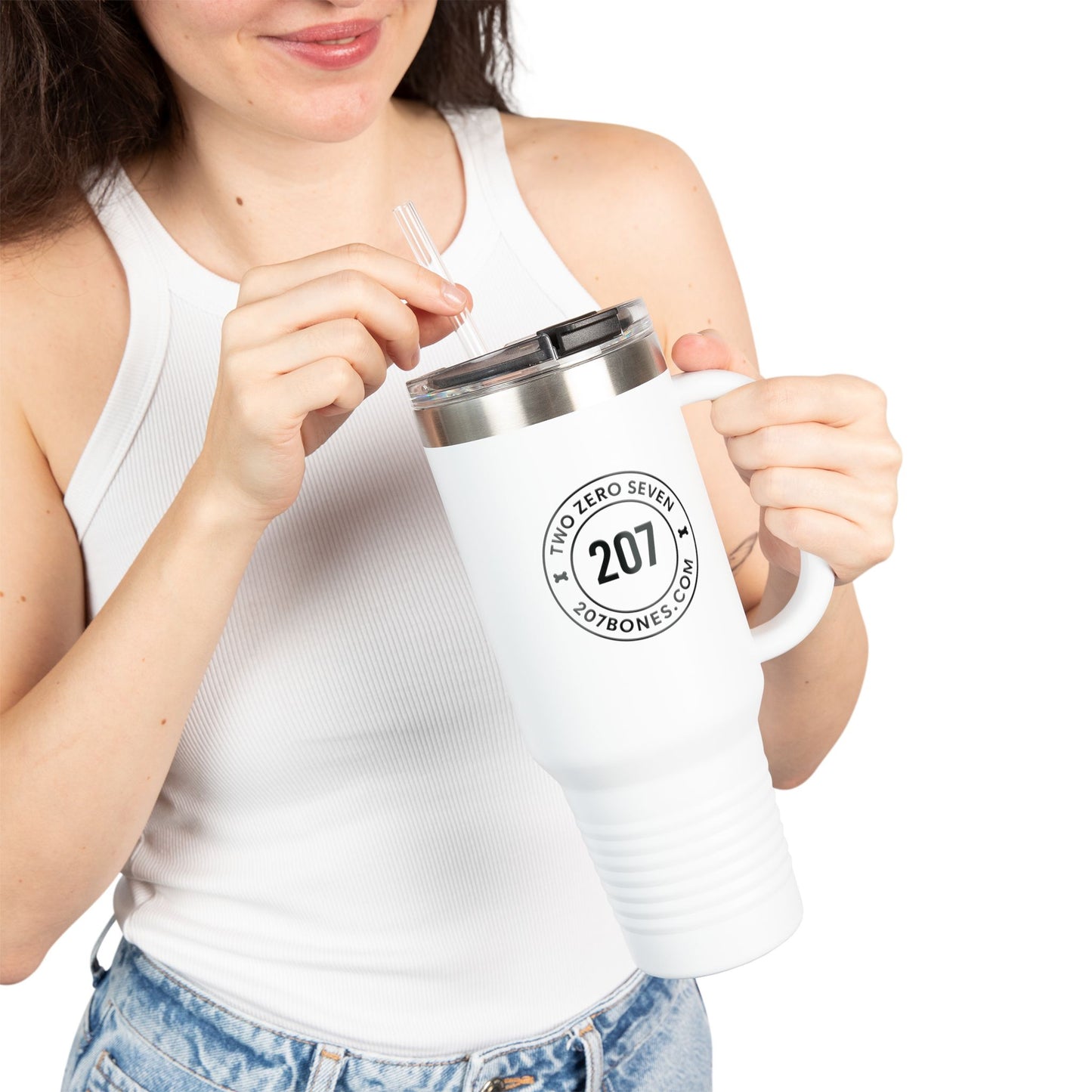 207 Bones - White Insulated Travel Mug - 40oz, Perfect for Coffee Lovers