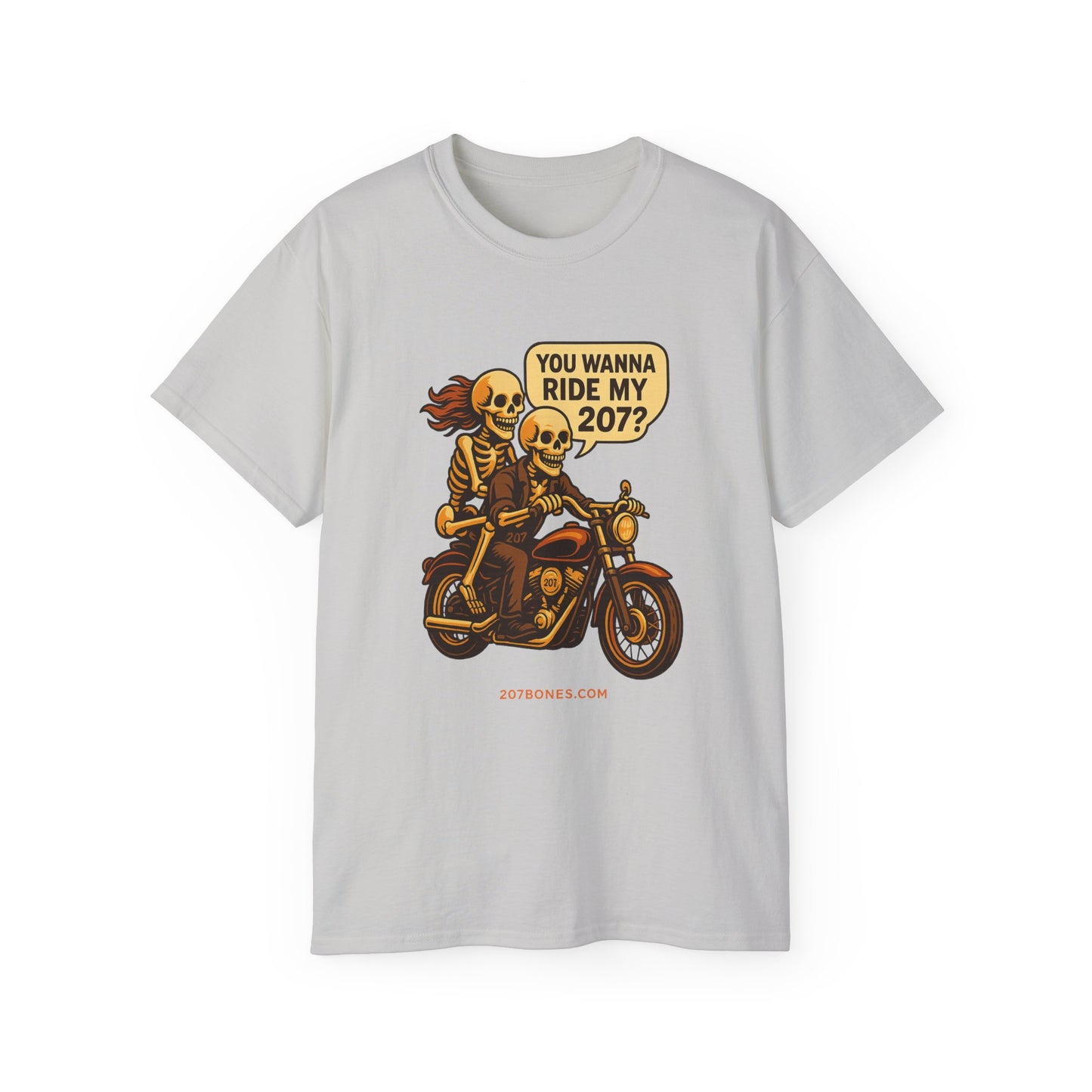 Skeletons Motorcycle Ride Unisex T-Shirt | Fun Graphic Tee for Bikers, Halloween, Casual Wear, Gift Idea