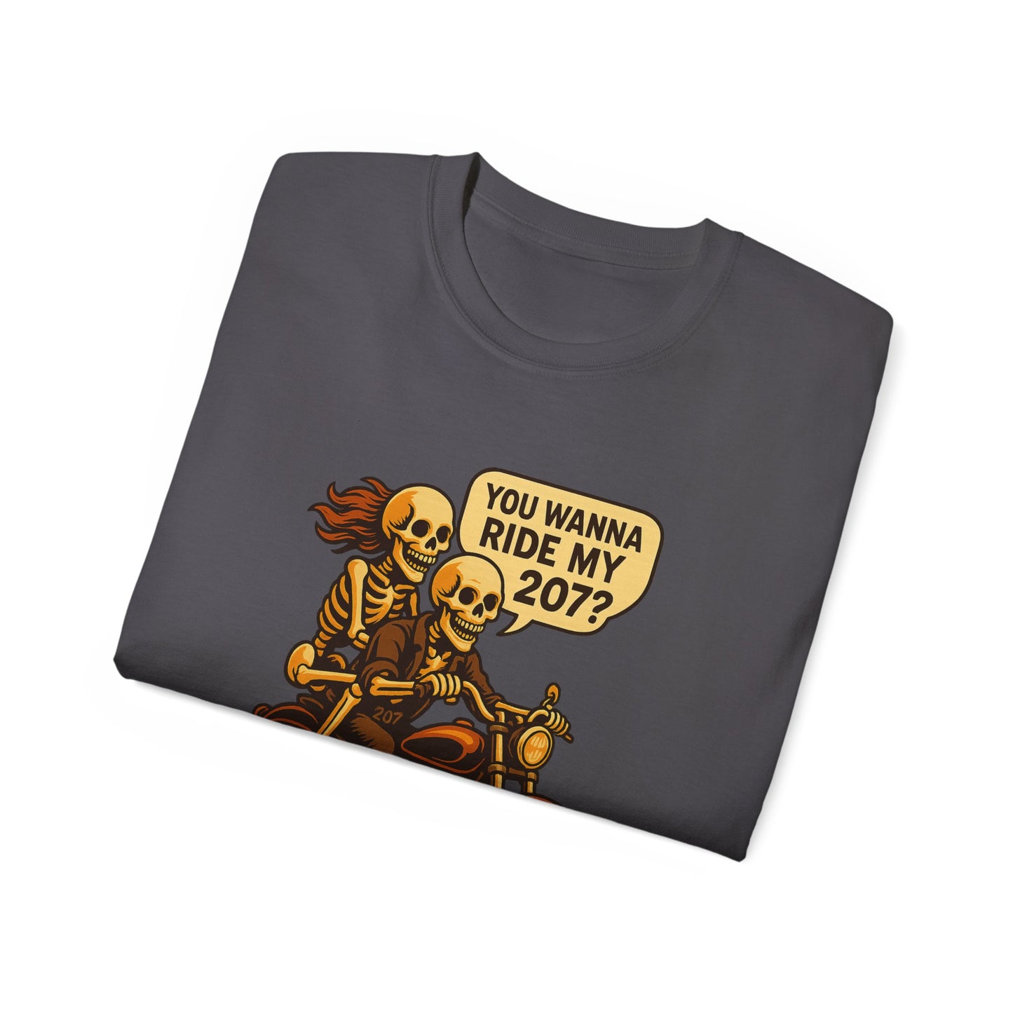 Skeletons Motorcycle Ride Unisex T-Shirt | Fun Graphic Tee for Bikers, Halloween, Casual Wear, Gift Idea