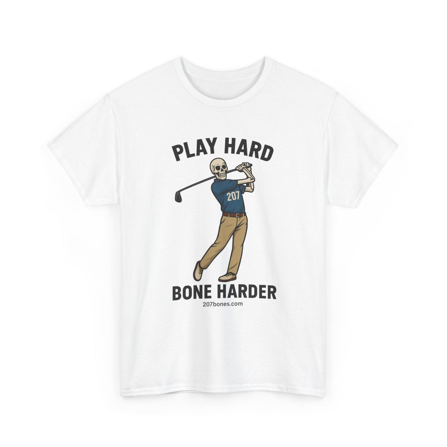 Play Hard Bone Harder Unisex Tee, Funny Golf Shirt, Sports T-Shirt, Gift for Golf Lovers, Casual Wear, Birthday Gift