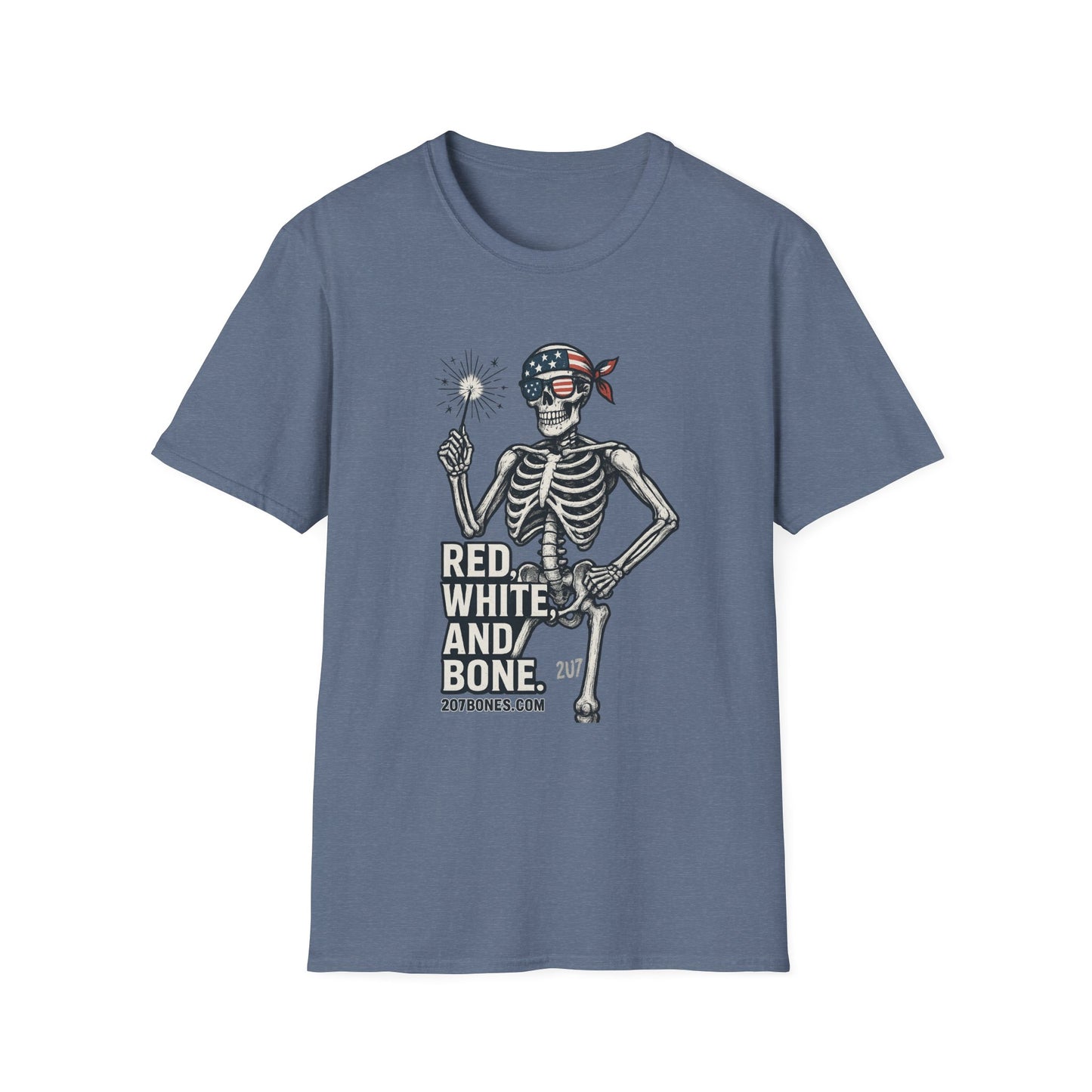 Patriotic Skeleton T-Shirt, Red White and Bone Shirt, Unisex Halloween Tee, Independence Day Gift, Fun Casual Apparel