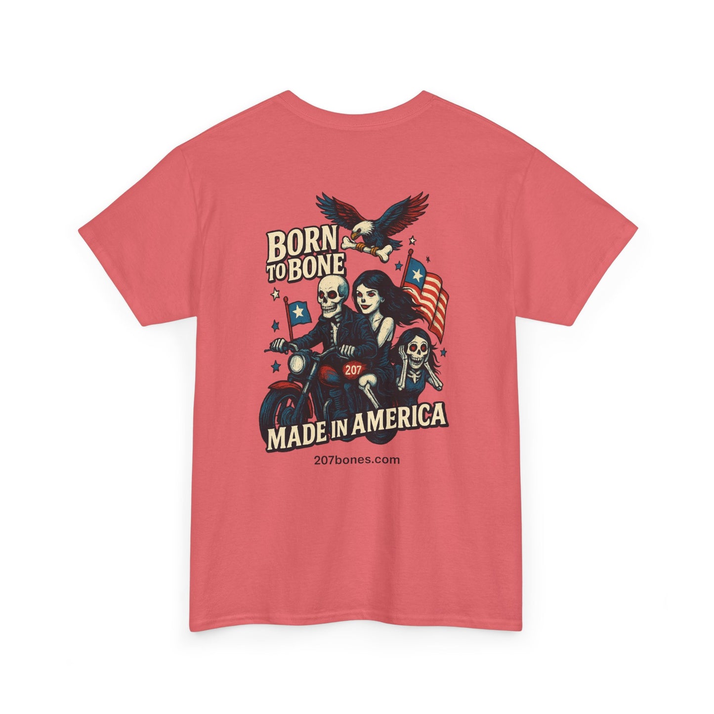 Patriotic Graphic Tee - Born to Bone, Unisex Heavy Cotton T-Shirt, Perfect for BBQs, Independence Day, and Casual Outings