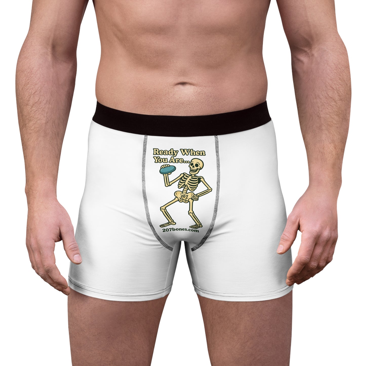 Playful Skeleton Men's Boxer Briefs, Funny Underwear for Halloween, Gift for Him, Comfy AOP Boxer Shorts, Fun Loungewear