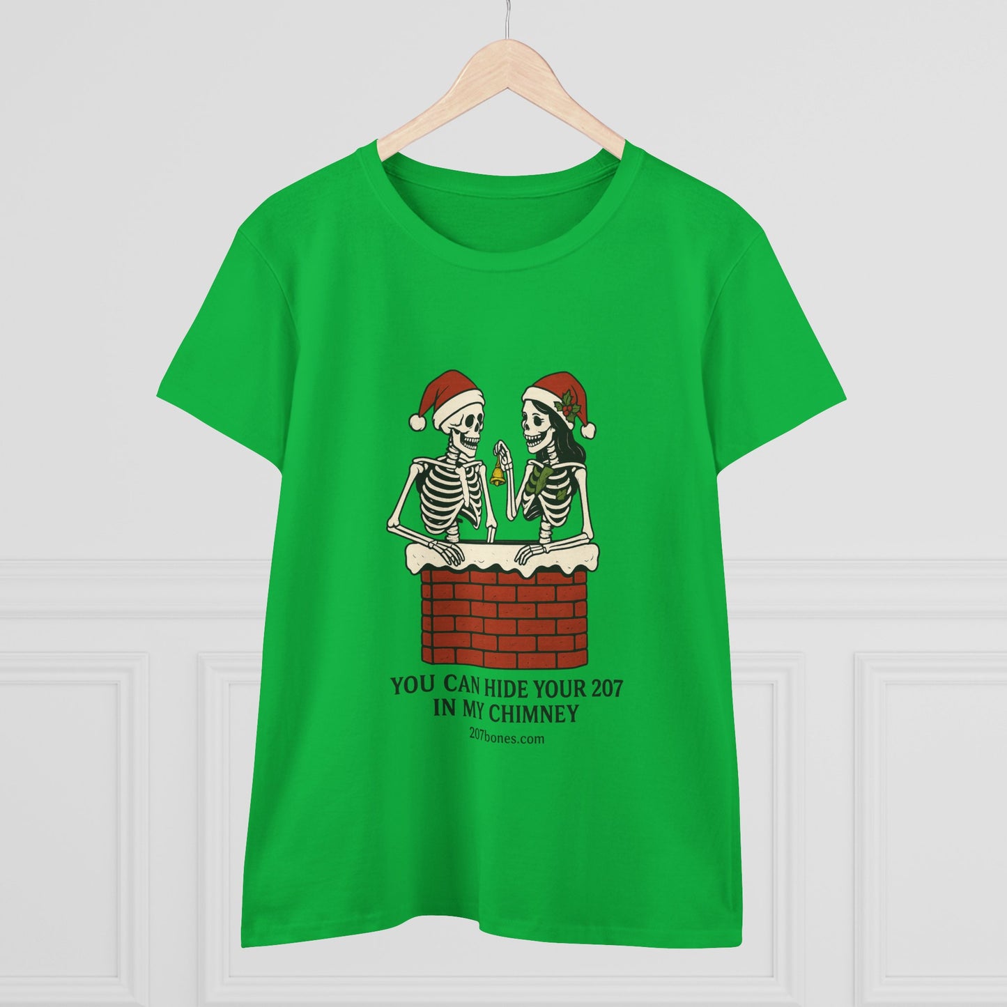 Funny Skeleton Christmas Tee, Holiday Graphic Shirt, Skeleton Shirt, Women's Christmas Top, Quirky Festive Apparel