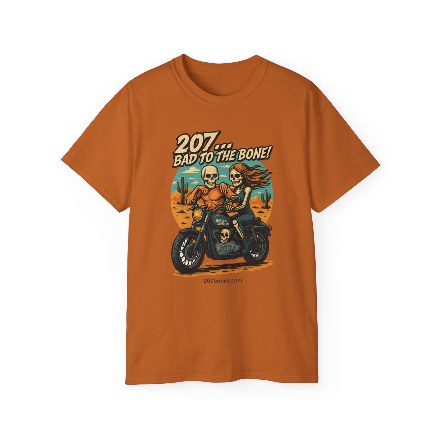 Bad to the Bone Unisex Cotton Tee, Vintage Motorcycle Shirt, Biker Gift, Skull Art Tee, Casual Wear, Unisex Graphic T-Shirt