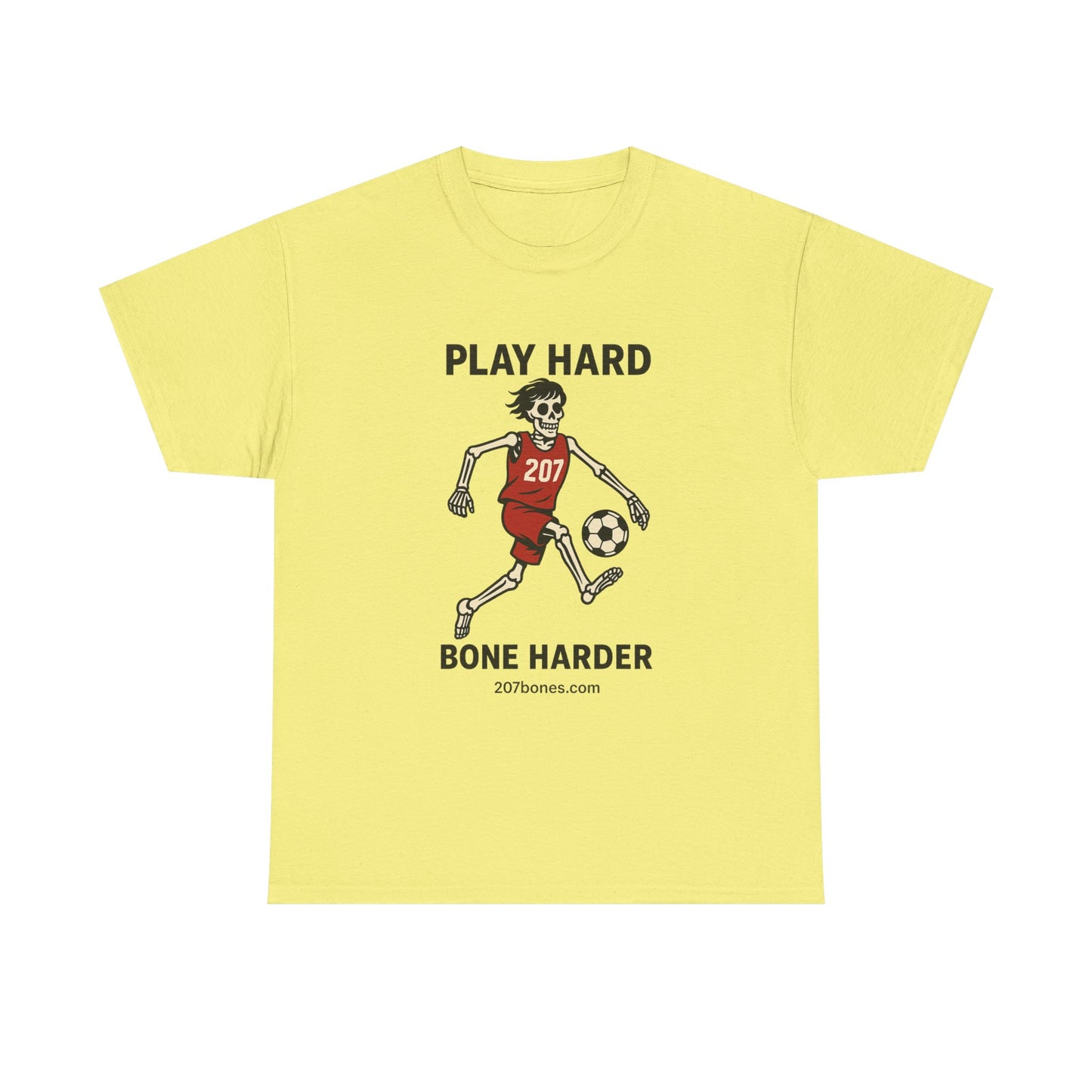 Play Hard Bone Harder Unisex Tee, Fun Sports T-Shirt, Casual Athletic Wear, Gift for Soccer Fans, Youth & Adult