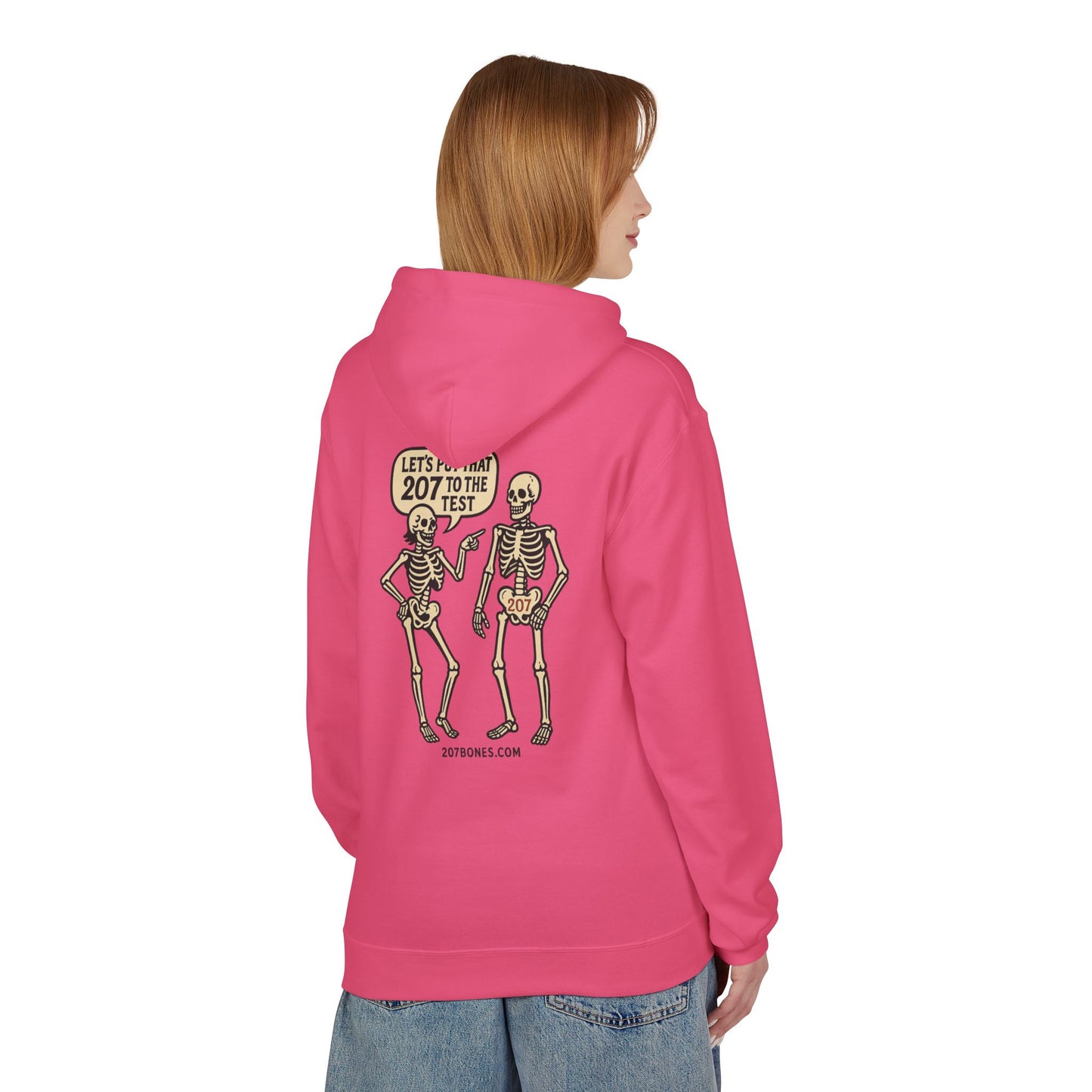Whimsical Skeleton Humor Hoodie, Trendy Unisex Fleece Sweater for Halloween, Cozy Casual Wear, Perfect Gift for Friends, Fun Everyday Style
