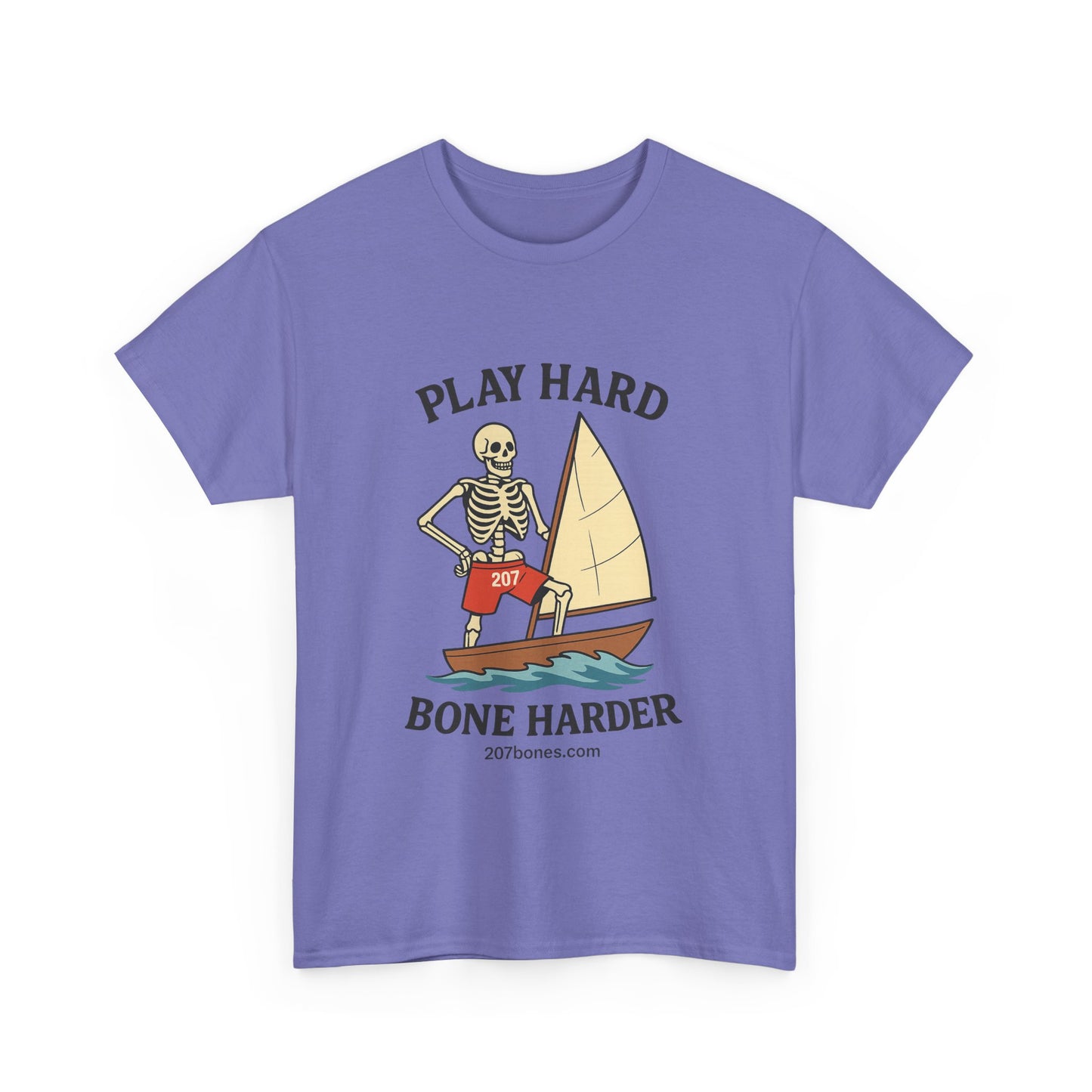 Play Hard Bone Harder Tee, Casual Summer Shirt, Skeleton Graphic T-Shirt, Fun Beachwear, Gift for Halloween, Unisex Cotton Tee