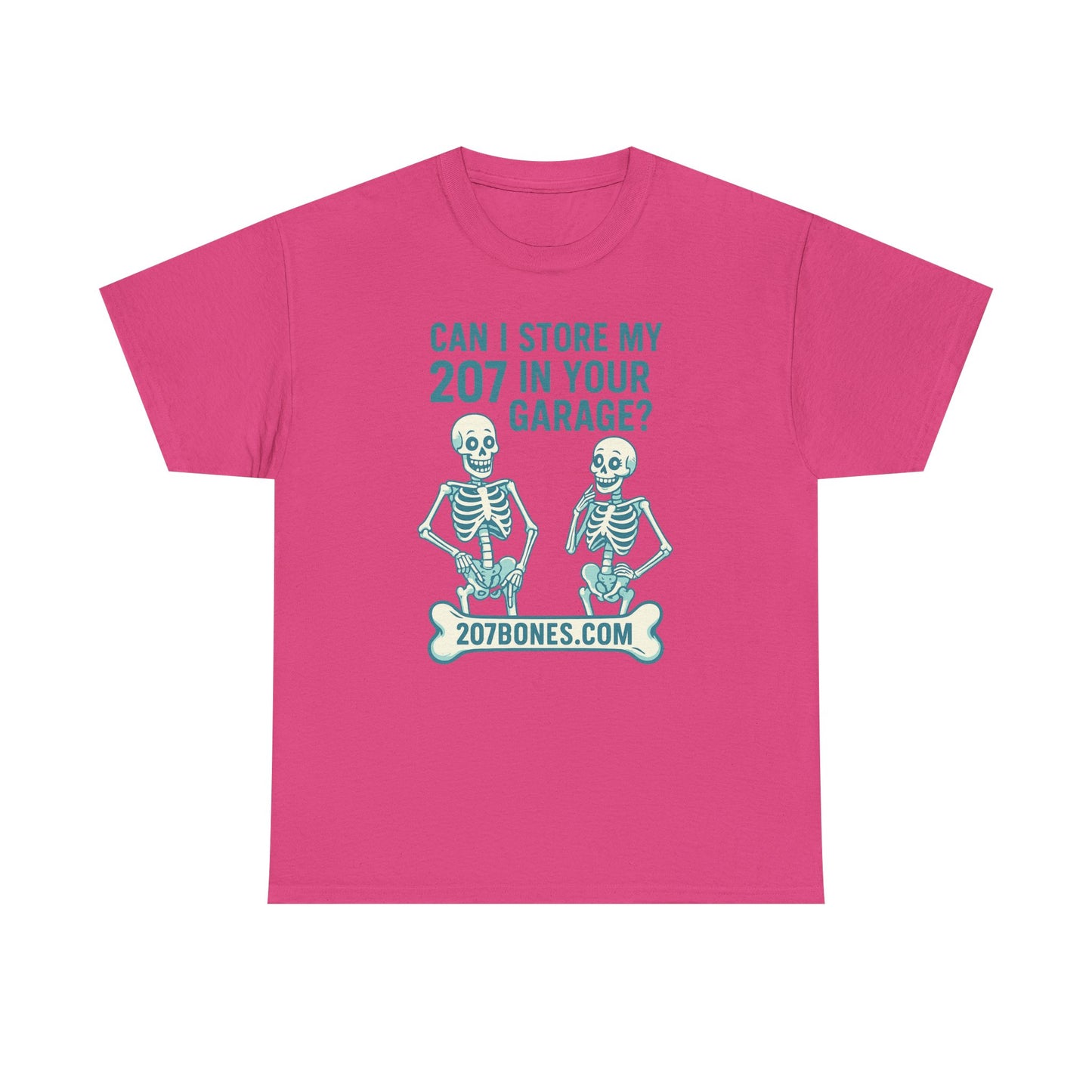 Funny Skeleton Tee, Unisex Heavy Cotton T-Shirt, Humor Shirt, Halloween Costume, Gift for Friends, 207 Bones Garage Design
