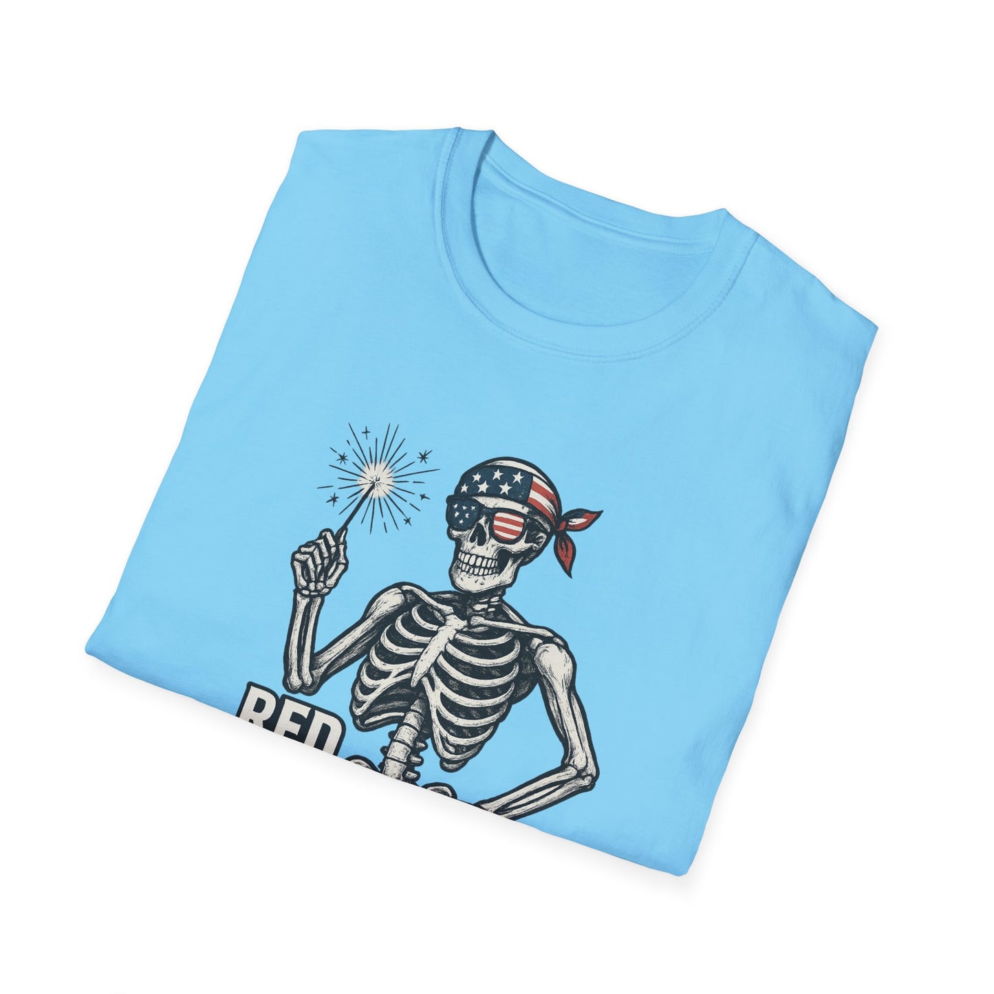 Patriotic Skeleton T-Shirt, Red White and Bone Shirt, Unisex Halloween Tee, Independence Day Gift, Fun Casual Apparel