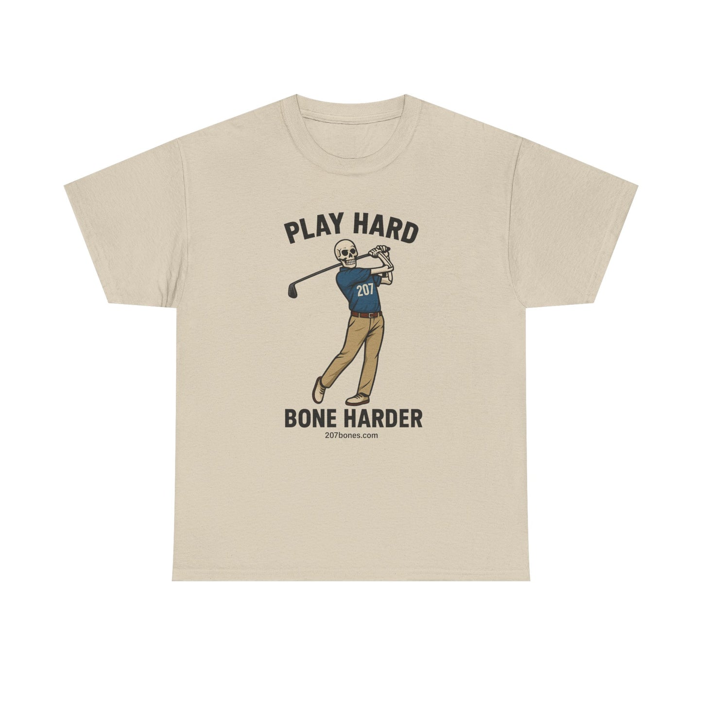 Play Hard Bone Harder Unisex Tee, Funny Golf Shirt, Sports T-Shirt, Gift for Golf Lovers, Casual Wear, Birthday Gift