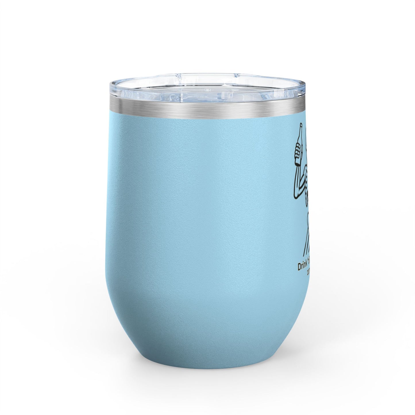Fun Skeleton Wine Tumbler, 12oz - Drink 'til You See 207 - Perfect for Halloween Parties, Wine Lovers, Gifts for Friends, Unique Drinkware