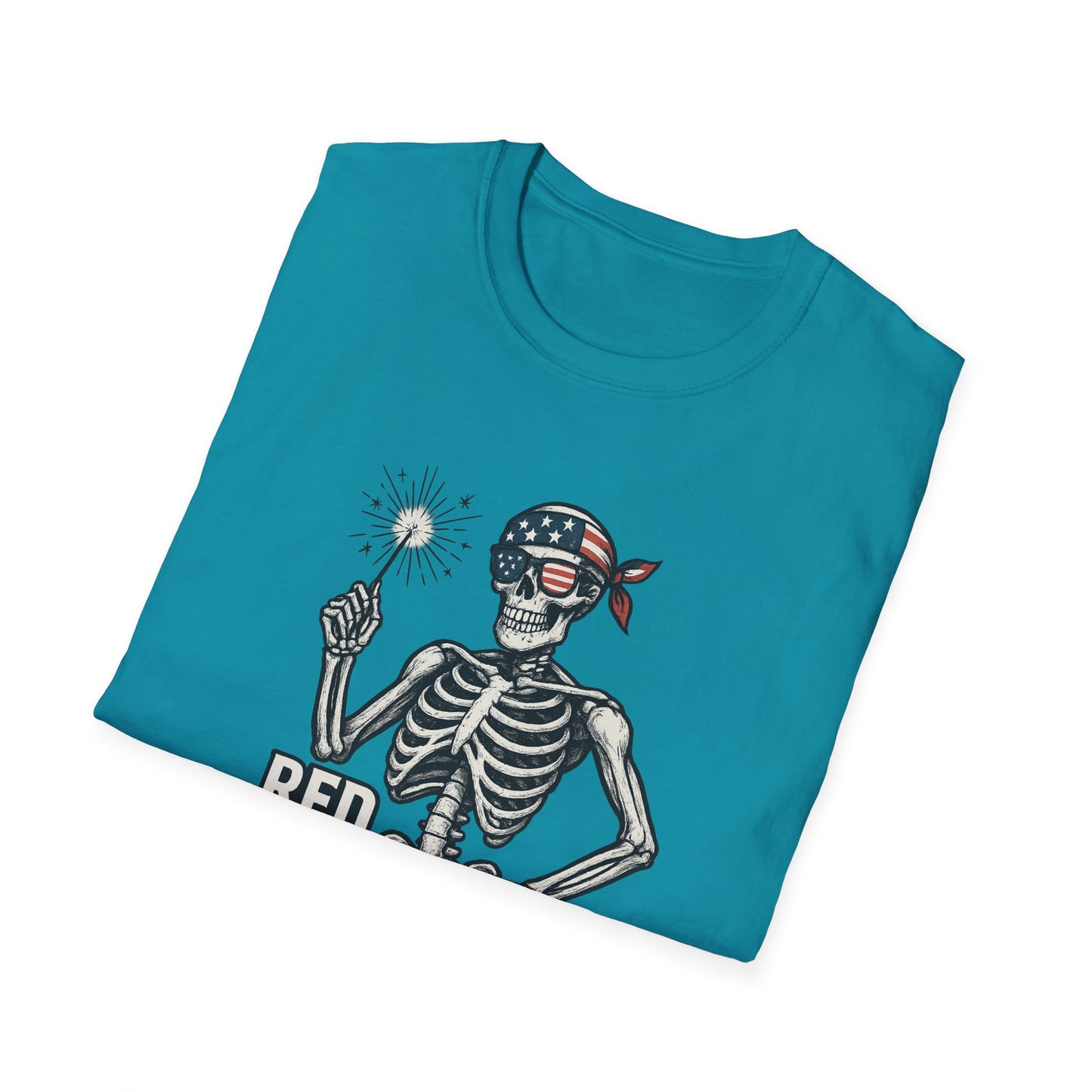 Patriotic Skeleton T-Shirt, Red White and Bone Shirt, Unisex Halloween Tee, Independence Day Gift, Fun Casual Apparel