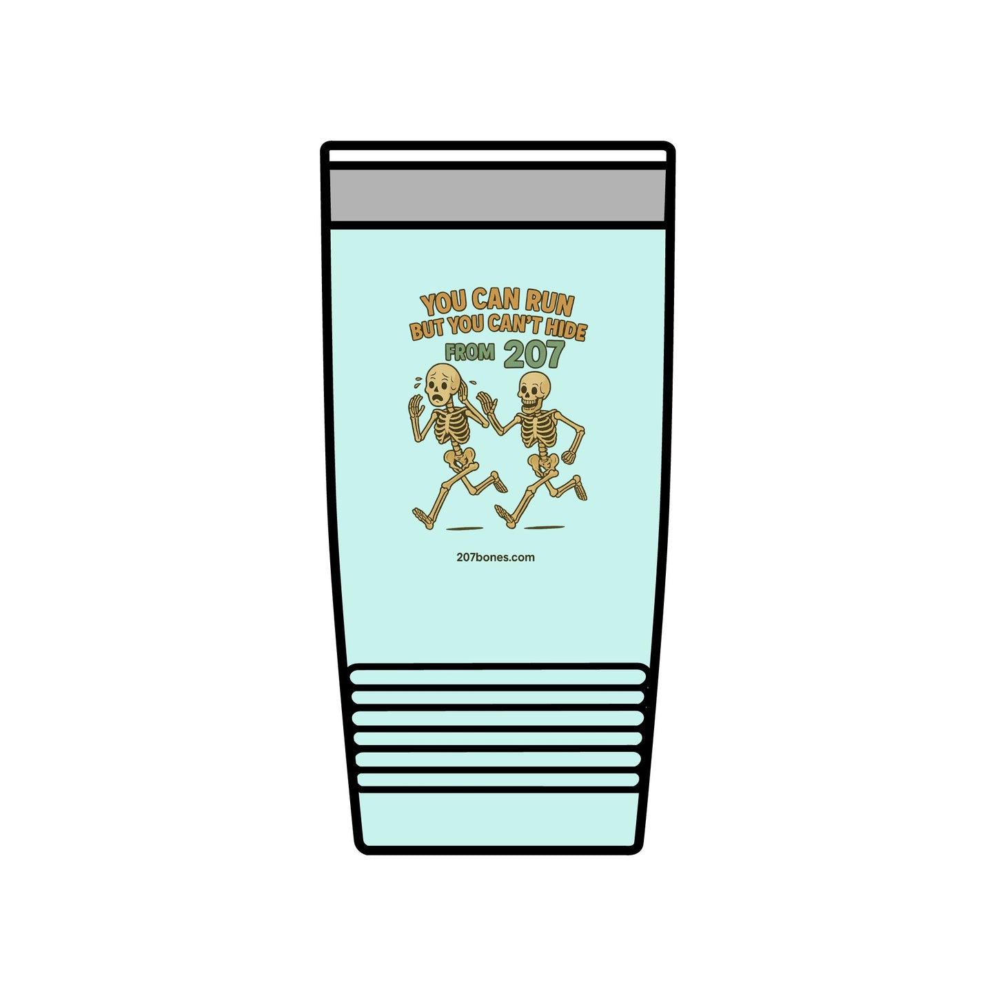 Fun Skeleton Insulated Tumbler, 20oz - You Can Run But You Can't Hide from 2023, Halloween Gift, Spooky Travel Mug, Stylish Drinkware