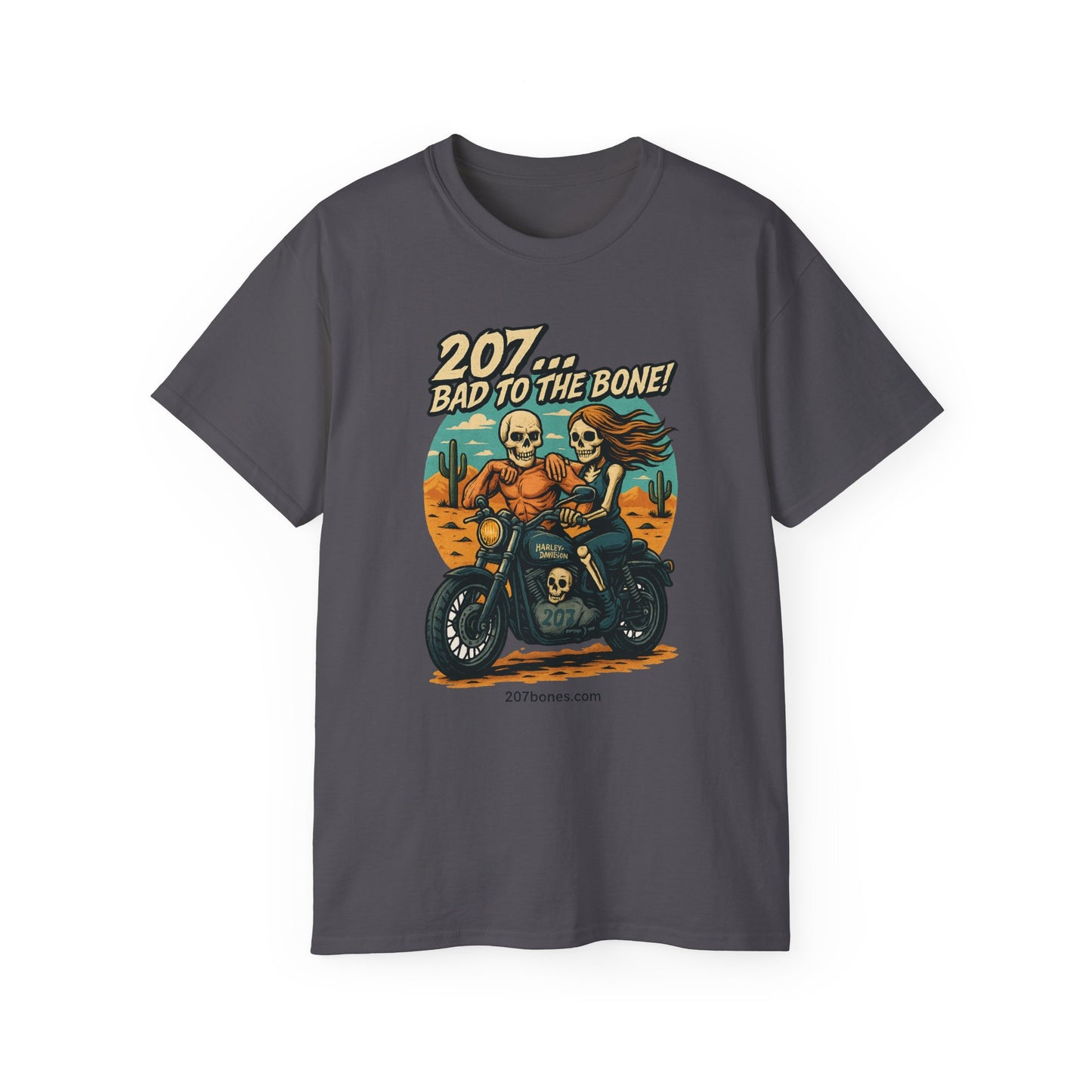 Bad to the Bone Unisex Cotton Tee, Vintage Motorcycle Shirt, Biker Gift, Skull Art Tee, Casual Wear, Unisex Graphic T-Shirt