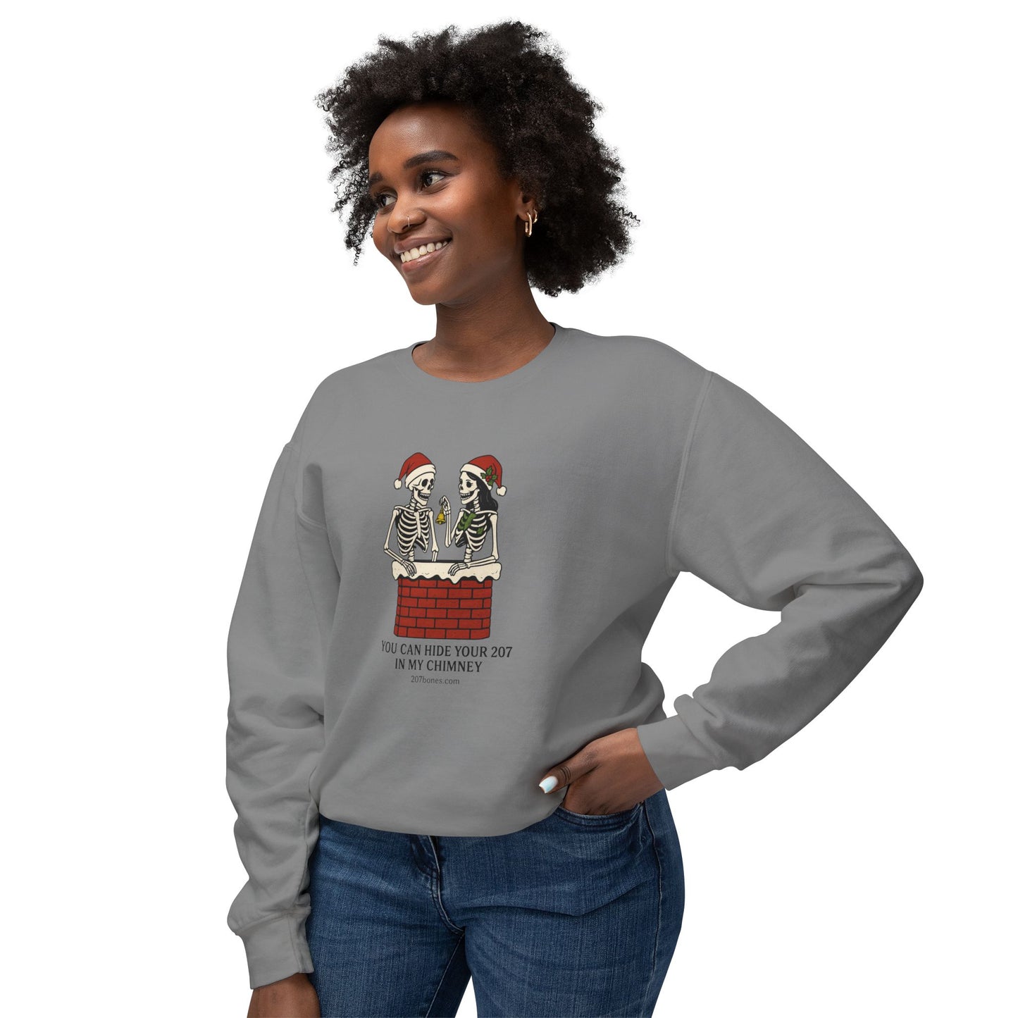 Fun Holiday Skeleton Sweatshirt, Unisex Crewneck, Christmas Humor, Cozy Gift for Friends, Halloween Vibe, Festive Apparel