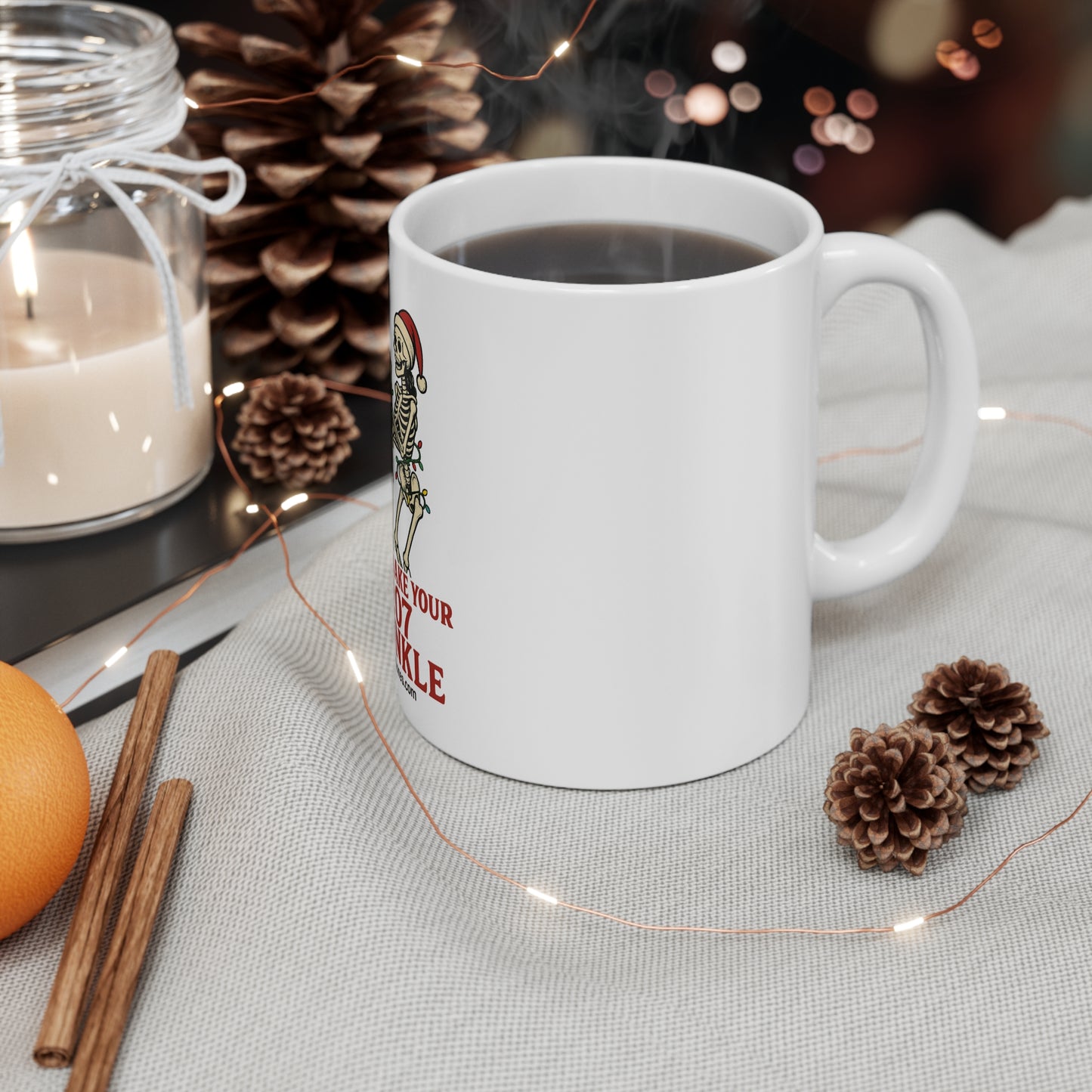 Festive Skeleton Mug - Funny Holiday Coffee Cup, Perfect for Christmas Gifts, Halloween Decor, Unique Gift Idea, Cute Skeleton Design