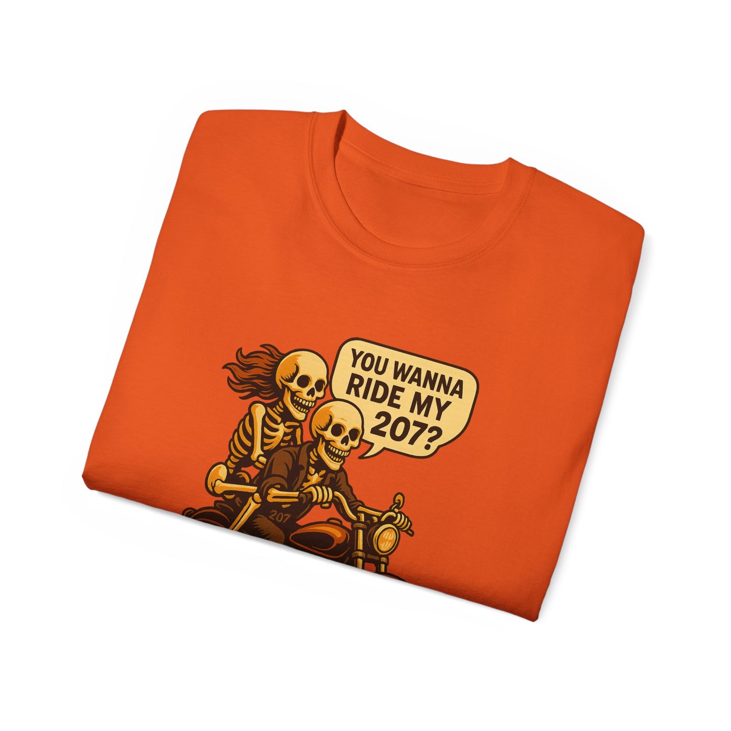 Skeletons Motorcycle Ride Unisex T-Shirt | Fun Graphic Tee for Bikers, Halloween, Casual Wear, Gift Idea