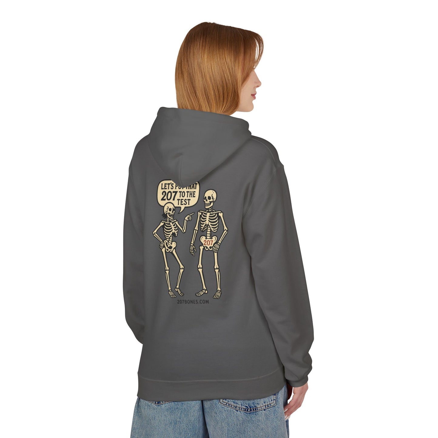 Whimsical Skeleton Humor Hoodie, Trendy Unisex Fleece Sweater for Halloween, Cozy Casual Wear, Perfect Gift for Friends, Fun Everyday Style
