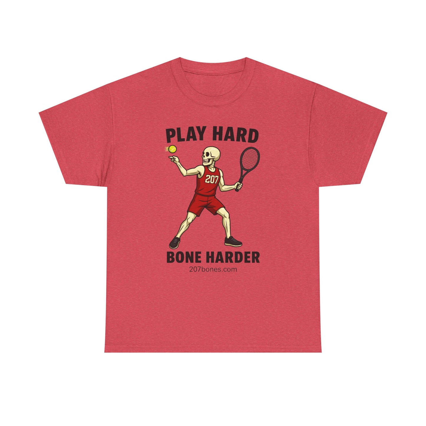 Play Hard Bone Harder Unisex Heavy Cotton Tee, Funny Sports Tee, Playful Gift for Athletes, Summer Casual Wear, Unique Workout Shirt