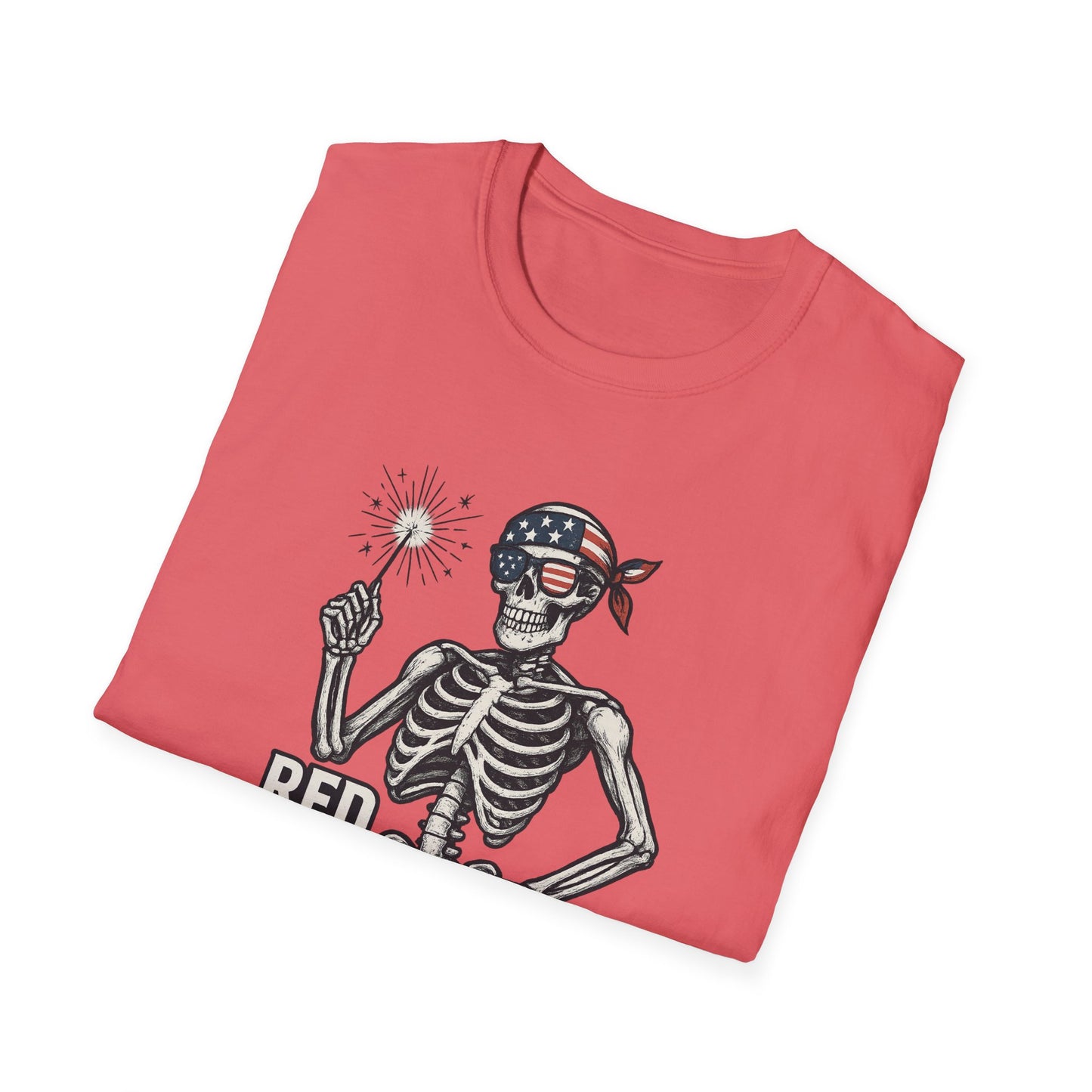 Patriotic Skeleton T-Shirt, Red White and Bone Shirt, Unisex Halloween Tee, Independence Day Gift, Fun Casual Apparel
