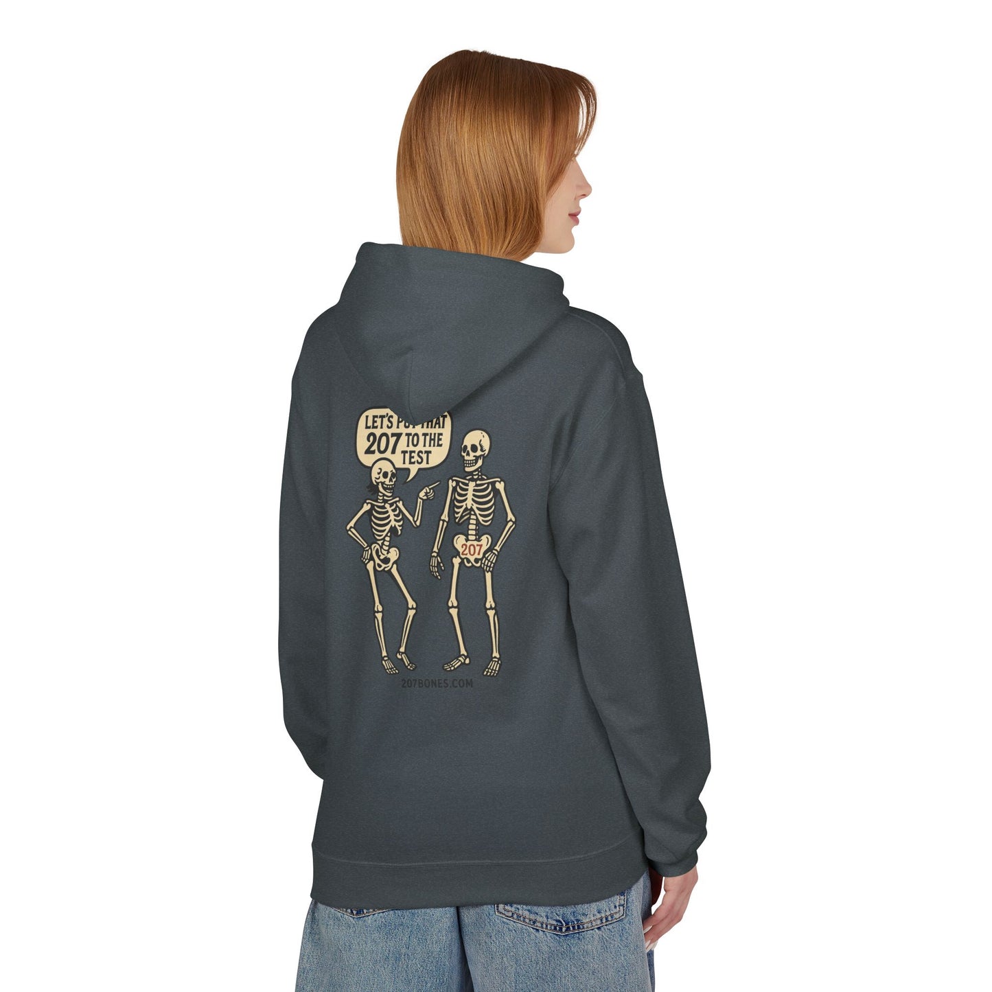 Whimsical Skeleton Humor Hoodie, Trendy Unisex Fleece Sweater for Halloween, Cozy Casual Wear, Perfect Gift for Friends, Fun Everyday Style