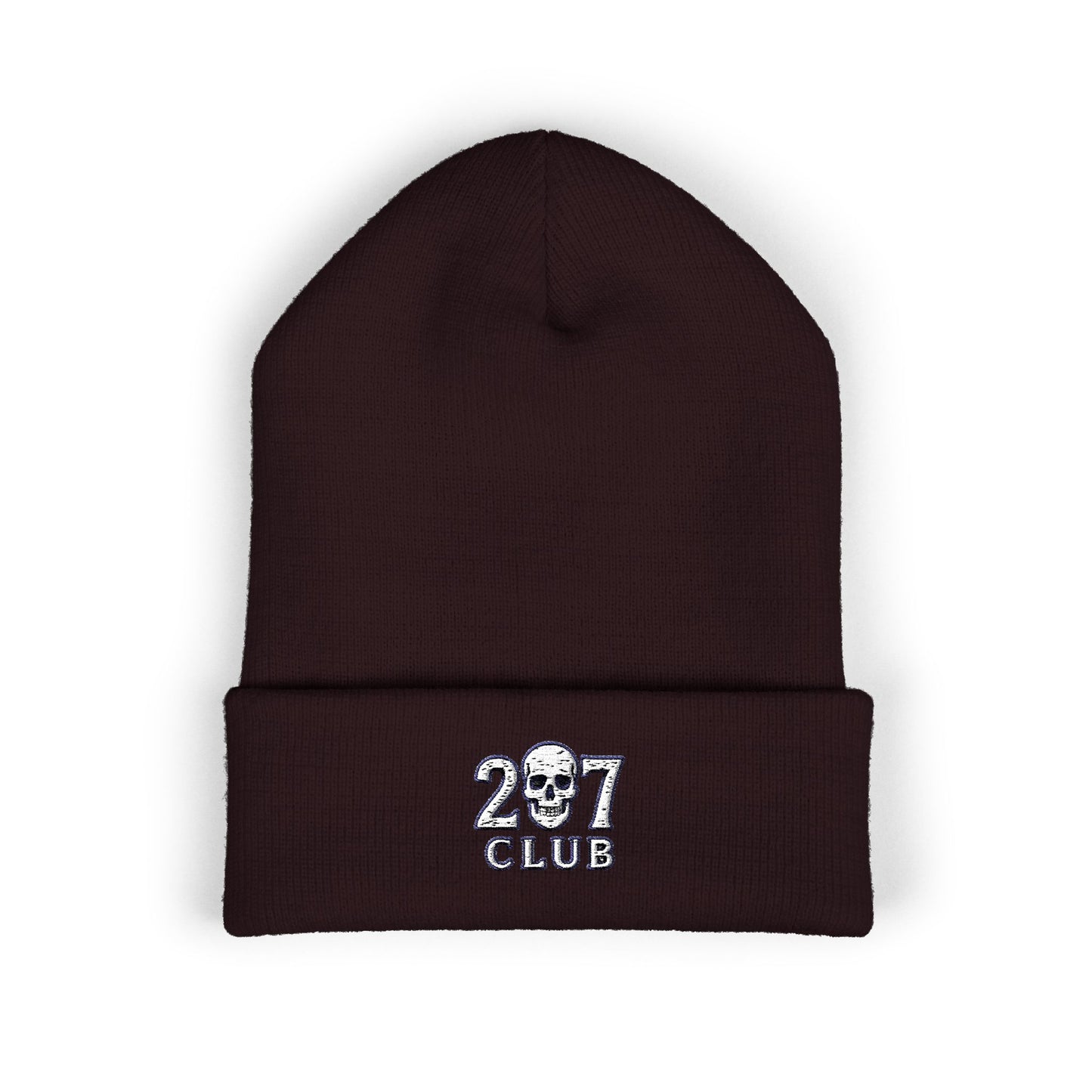 Classic Cuffed Beanie with 207 Skull Club Embroidery, Winter Hat, Gift for Him/Her, Streetwear Accessory, Unisex Beanie