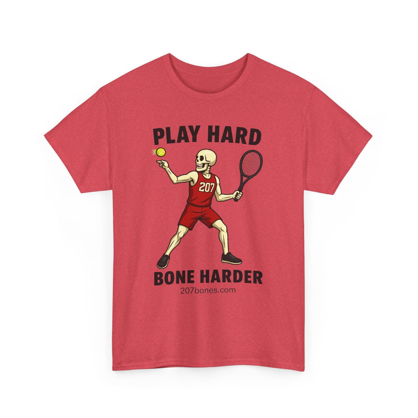 Play Hard Bone Harder Unisex Heavy Cotton Tee, Funny Sports Tee, Playful Gift for Athletes, Summer Casual Wear, Unique Workout Shirt