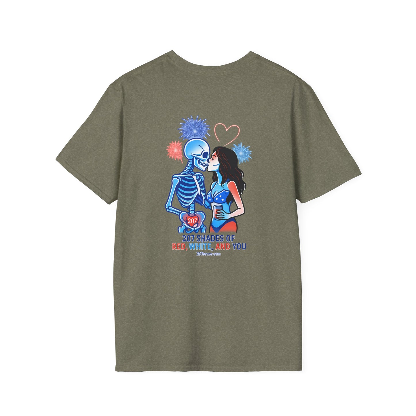 Romantic Unisex T-Shirt with Skeleton and Lips Design, Fun Couples Tee, Date Night Outfit, Halloween Costume, Unique Gift