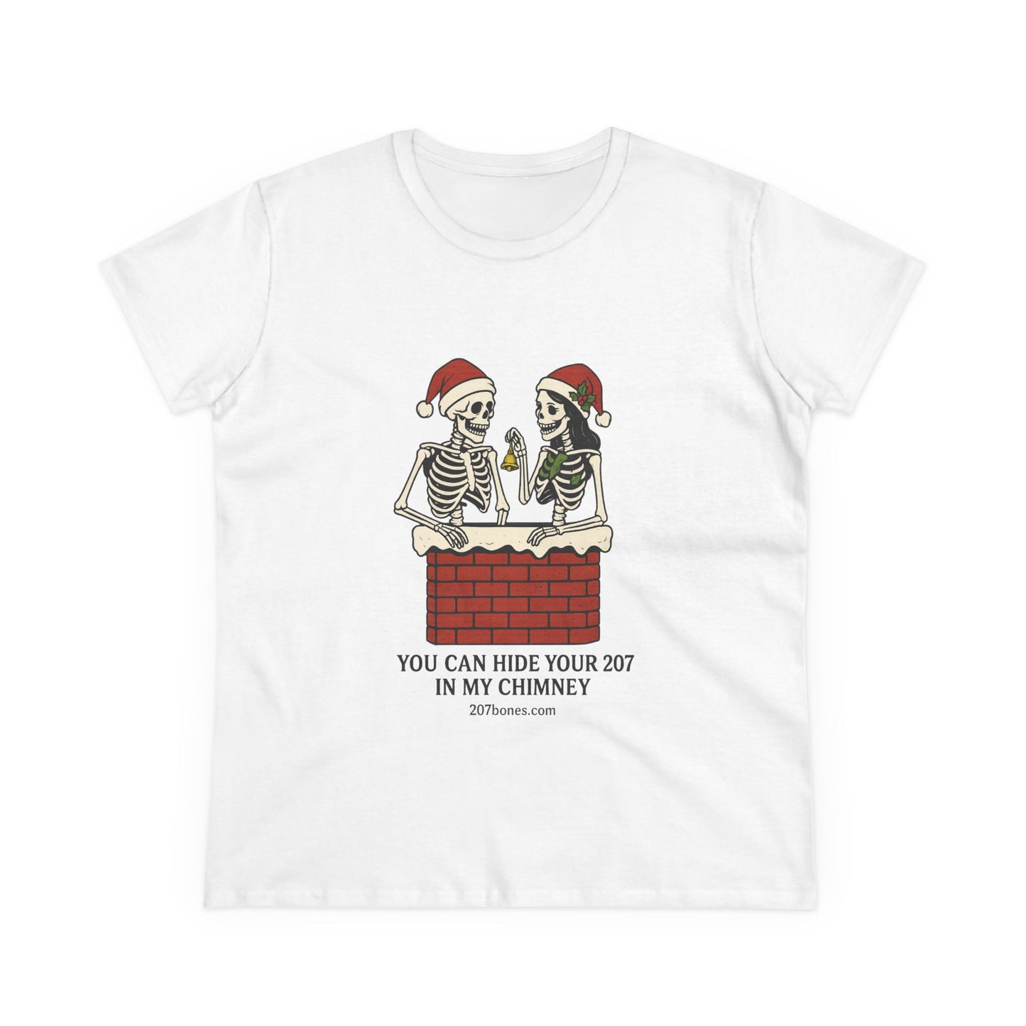 Funny Skeleton Christmas Tee, Holiday Graphic Shirt, Skeleton Shirt, Women's Christmas Top, Quirky Festive Apparel