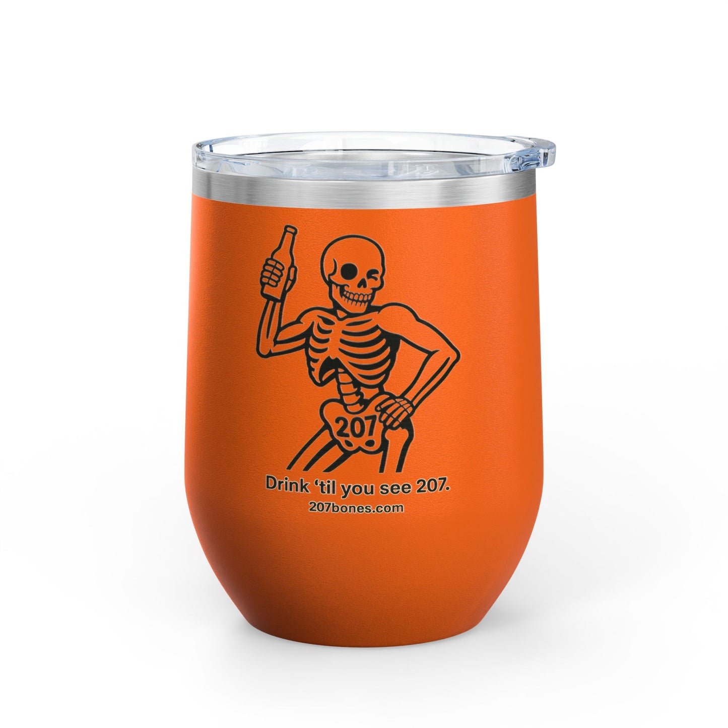 Fun Skeleton Wine Tumbler, 12oz - Drink 'til You See 207 - Perfect for Halloween Parties, Wine Lovers, Gifts for Friends, Unique Drinkware