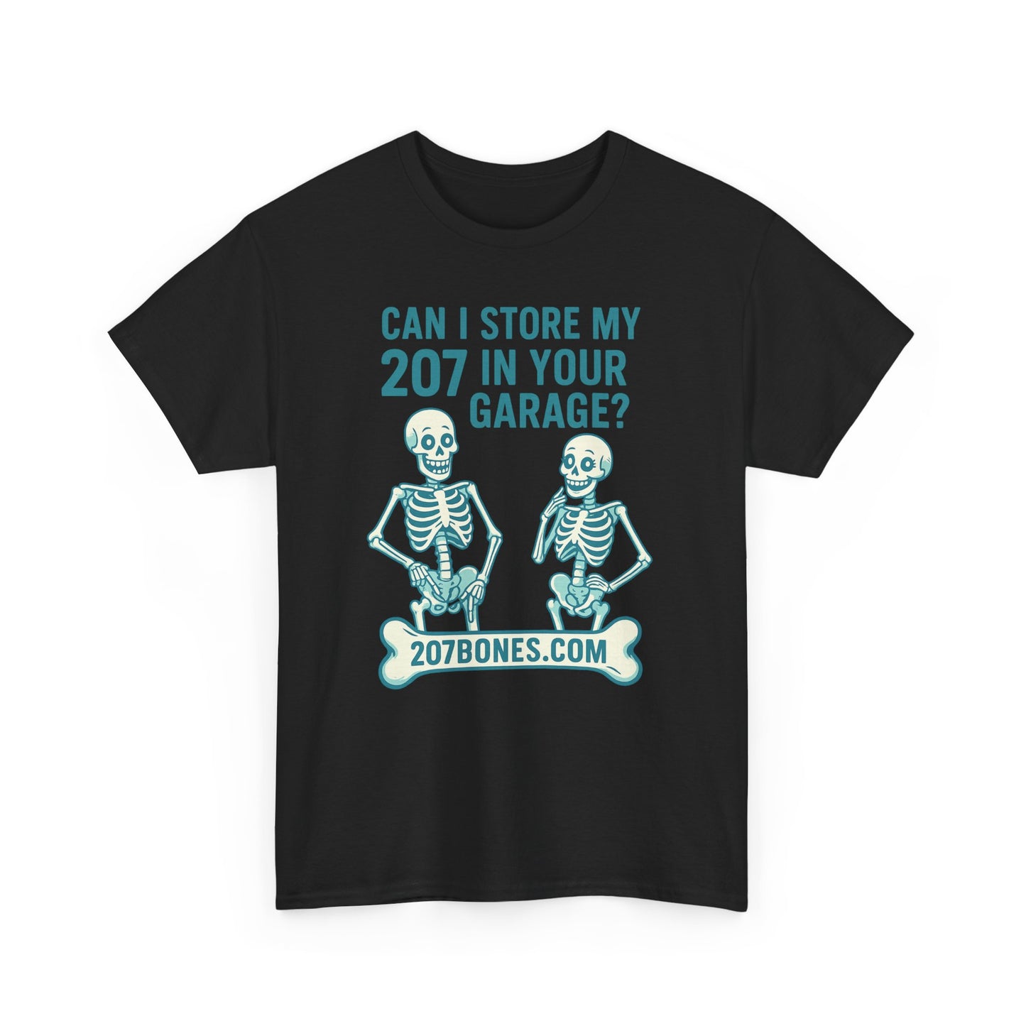 Funny Skeleton Tee, Unisex Heavy Cotton T-Shirt, Humor Shirt, Halloween Costume, Gift for Friends, 207 Bones Garage Design