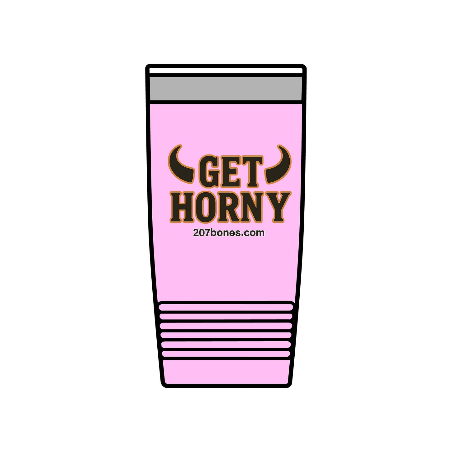 Funny Insulated Tumbler - Get Horny 20oz, Gift for Party, Unique Drinkware, Humor, Birthday, Camping, BBQ