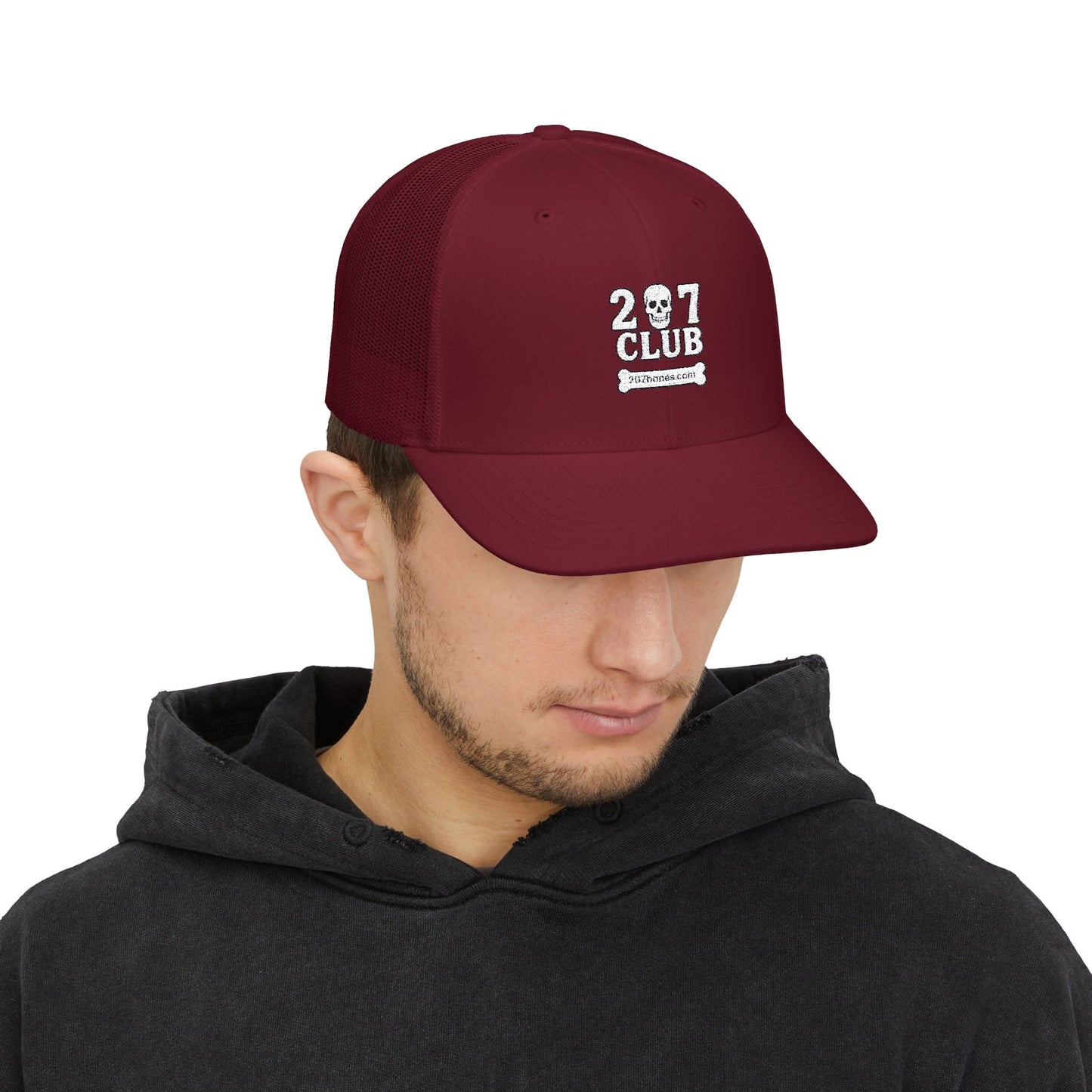 Skull Club Snapback Cap, Trendy Trucker Hat, Outdoor Adventure Gear, Casual Streetwear, Gothic Style Accessory