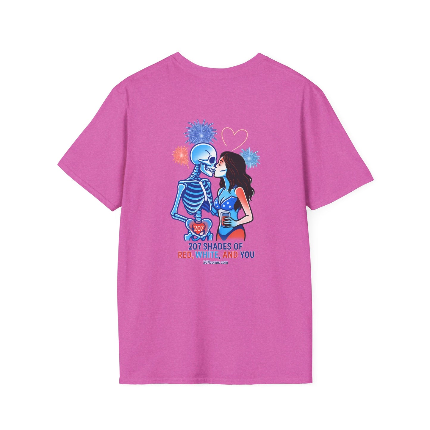 Romantic Unisex T-Shirt with Skeleton and Lips Design, Fun Couples Tee, Date Night Outfit, Halloween Costume, Unique Gift