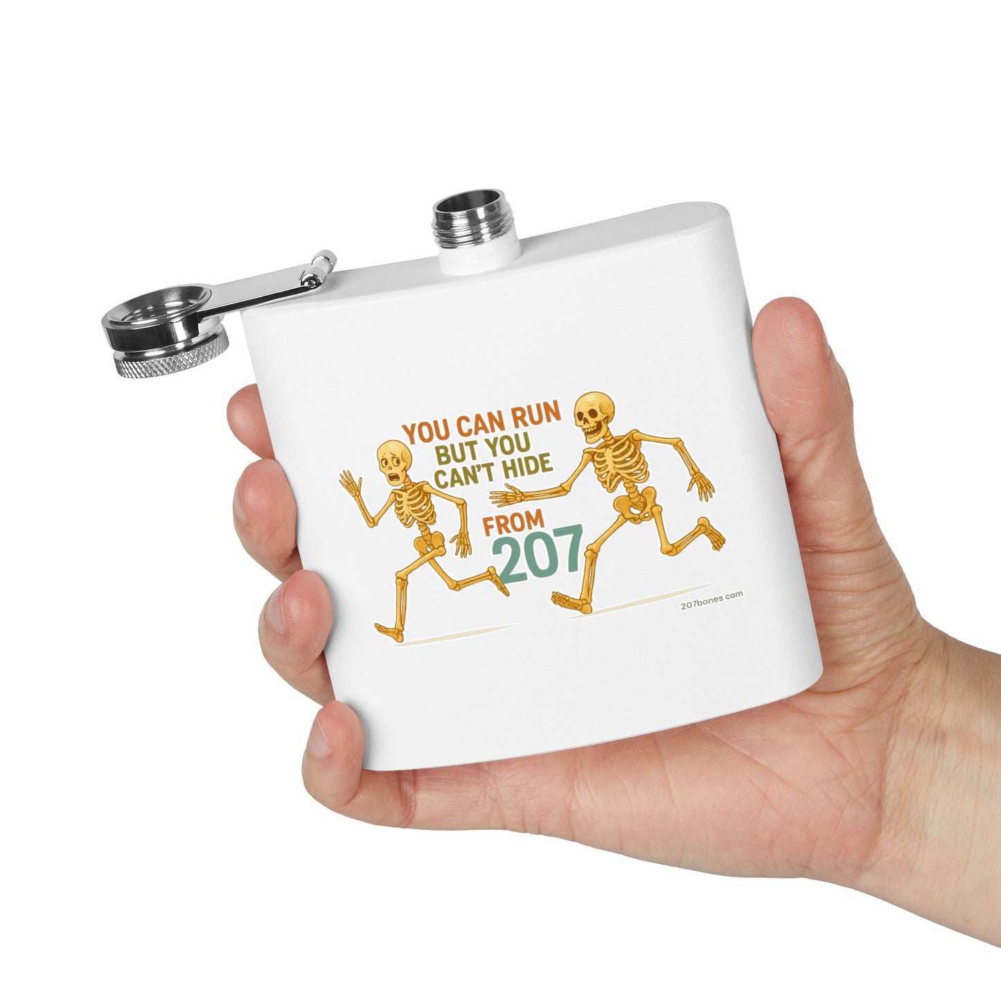 Funny Skeleton Flask for Parties, Unique Gift for Halloween and Occasions, Stylish 6oz Stainless Steel Hip Flask