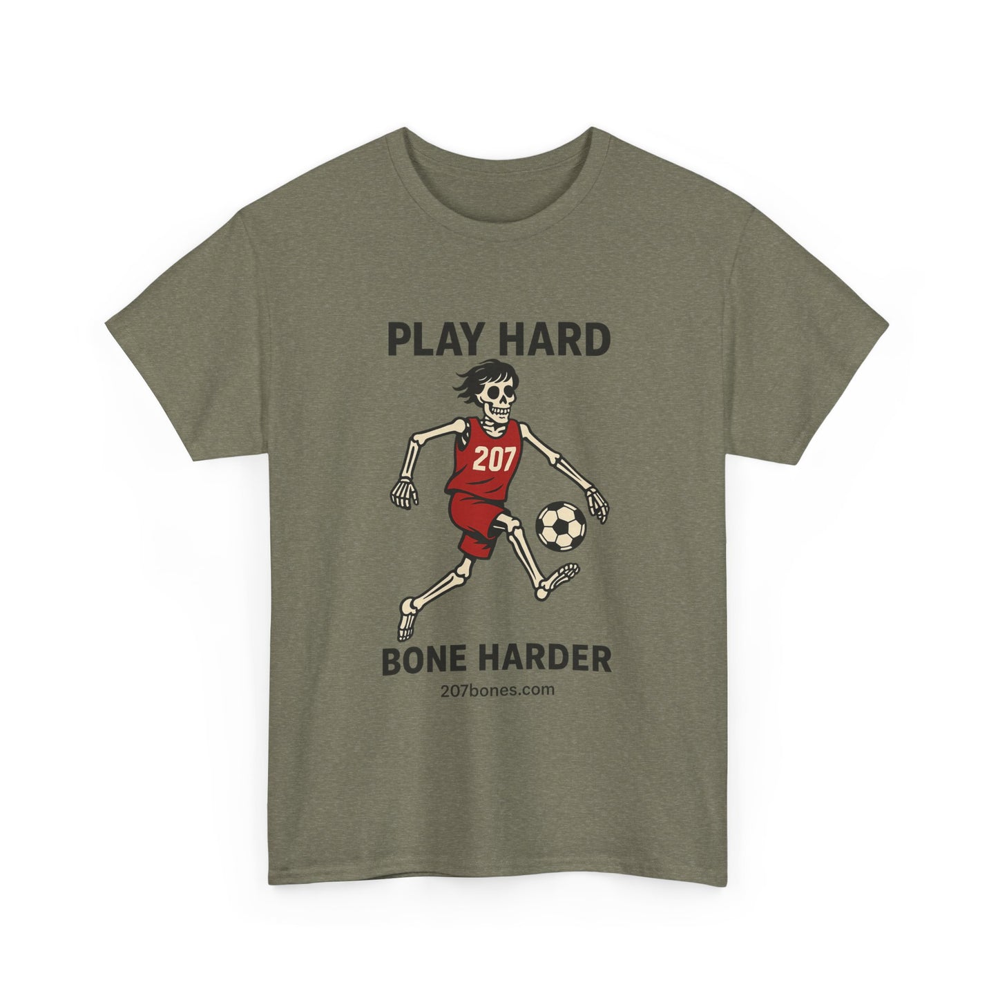 Play Hard Bone Harder Unisex Tee, Fun Sports T-Shirt, Casual Athletic Wear, Gift for Soccer Fans, Youth & Adult