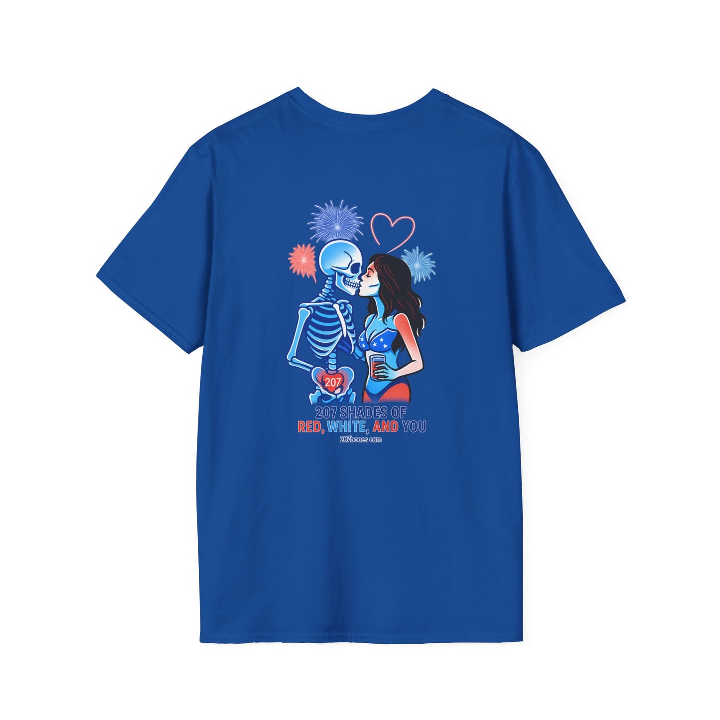Romantic Unisex T-Shirt with Skeleton and Lips Design, Fun Couples Tee, Date Night Outfit, Halloween Costume, Unique Gift