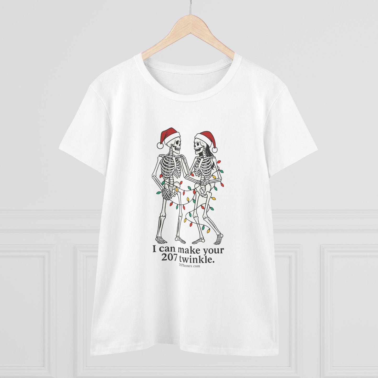 Cute Skeleton Christmas Tee, Funny Holiday Shirt, Gift for Halloween Lovers, Festive Everyday Wear, Unique Seasonal Apparel
