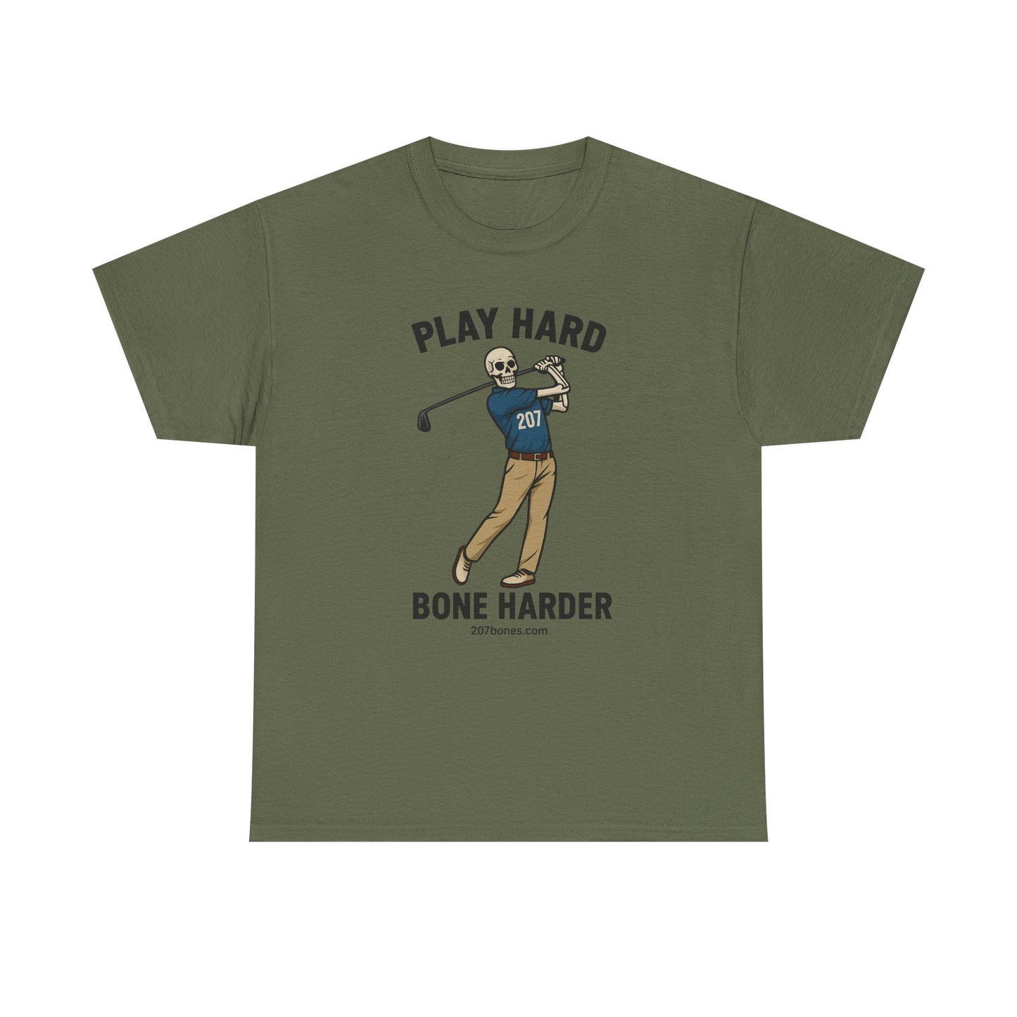 Play Hard Bone Harder Unisex Tee, Funny Golf Shirt, Sports T-Shirt, Gift for Golf Lovers, Casual Wear, Birthday Gift