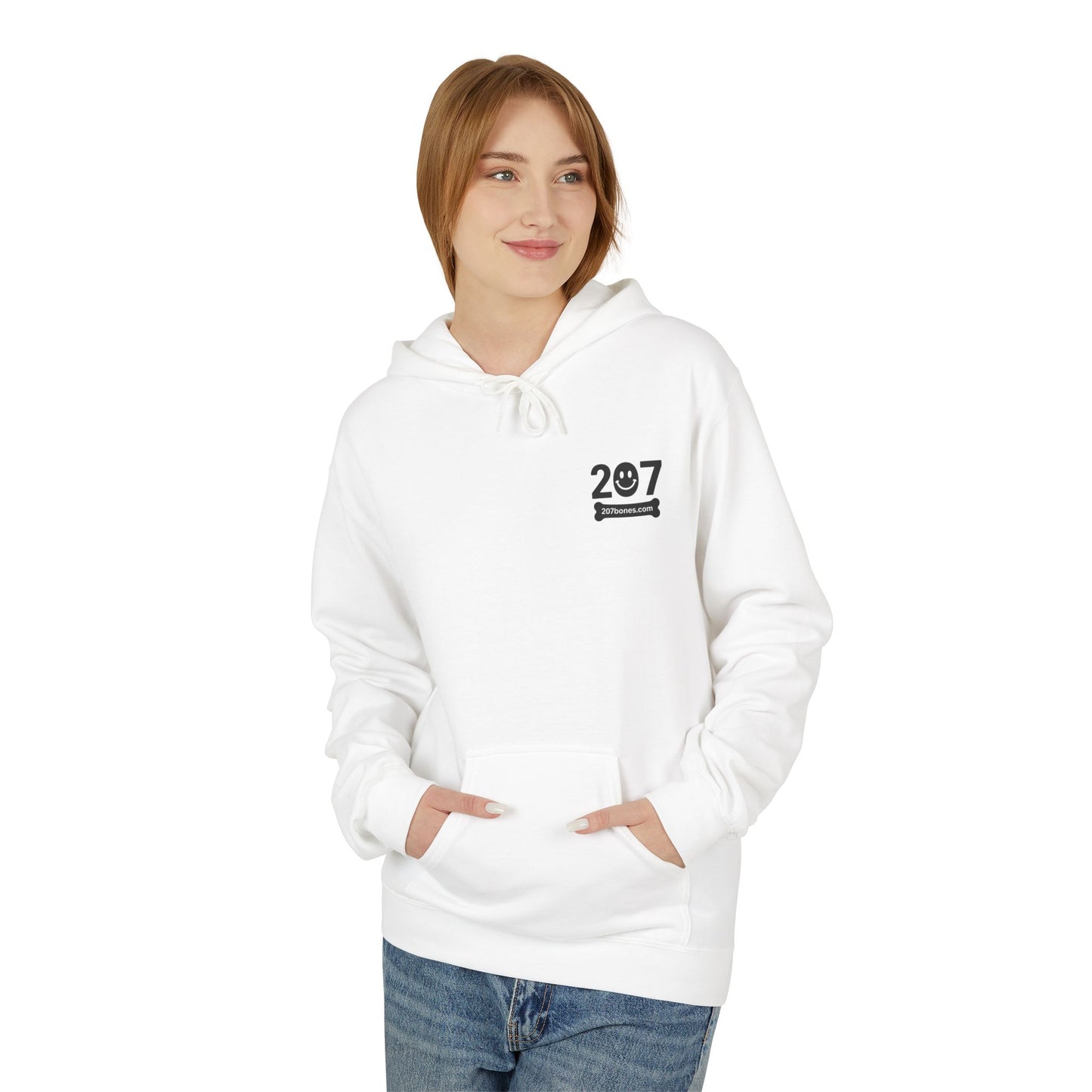 207 Bar & Grill Skeleton Hoodie, Softstyle Midweight Fleece, Unisex Pullover, Fun Gift for Halloween, Cozy Lounge Wear