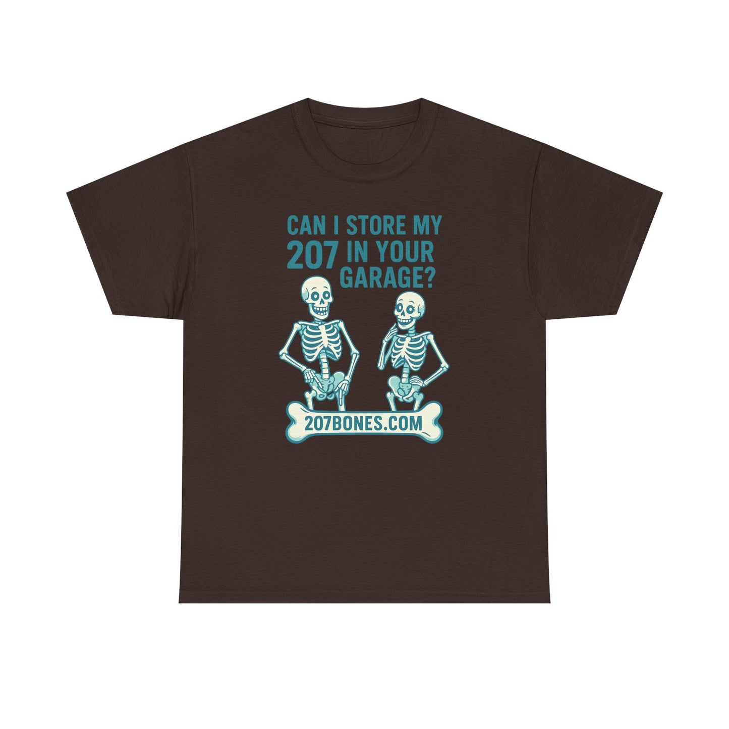 Funny Skeleton Tee, Unisex Heavy Cotton T-Shirt, Humor Shirt, Halloween Costume, Gift for Friends, 207 Bones Garage Design