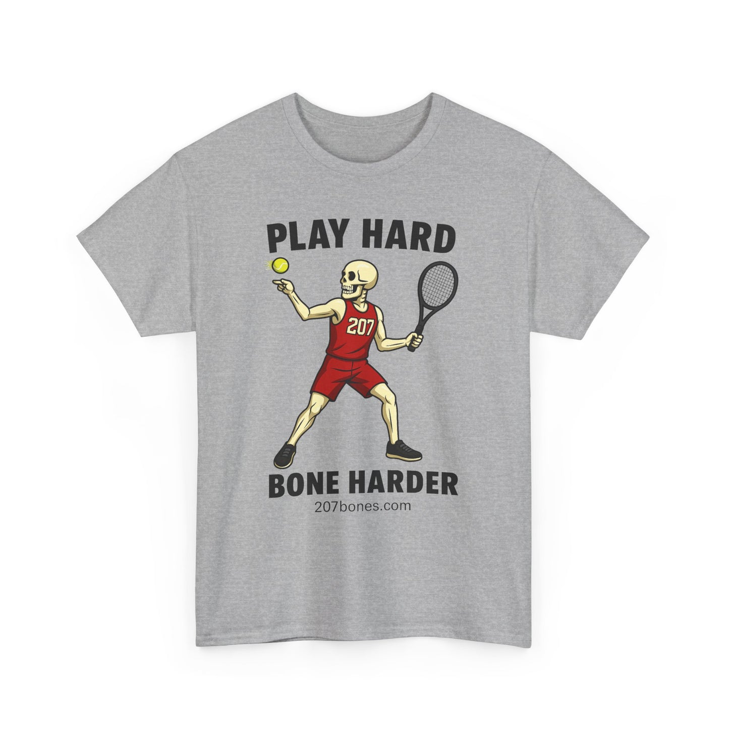 Play Hard Bone Harder Unisex Heavy Cotton Tee, Funny Sports Tee, Playful Gift for Athletes, Summer Casual Wear, Unique Workout Shirt