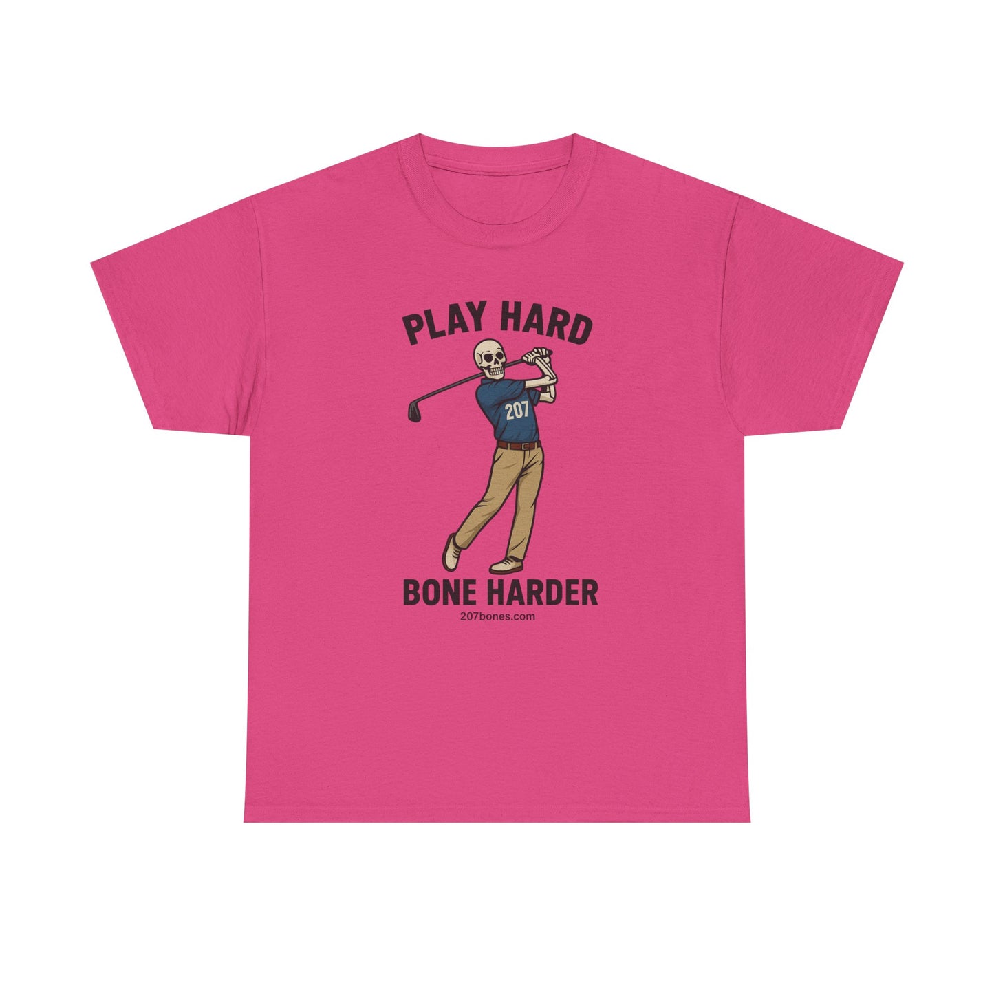 Play Hard Bone Harder Unisex Tee, Funny Golf Shirt, Sports T-Shirt, Gift for Golf Lovers, Casual Wear, Birthday Gift